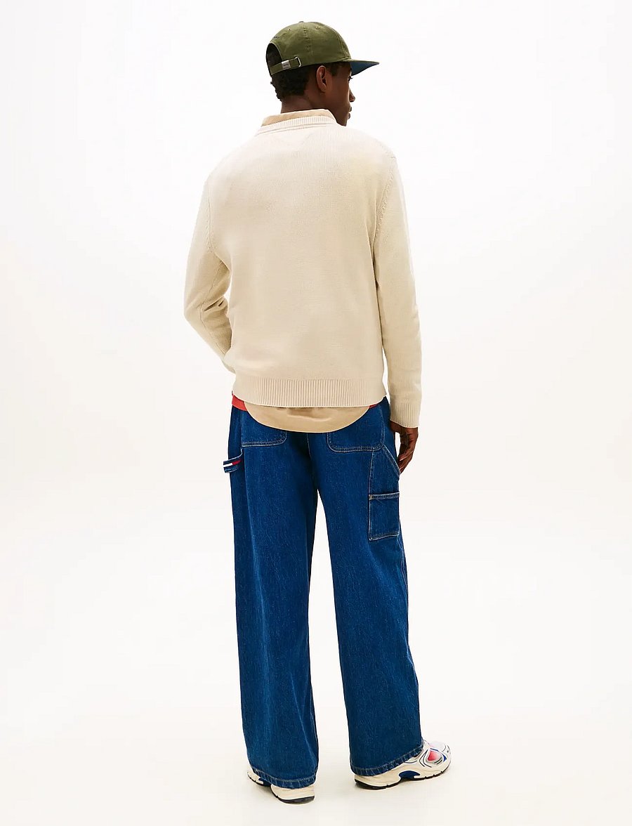 Tommy Jeans - TJM SLIM ESS SWEATER EXT - pyöreäaukkoiset - gulf sand - 3