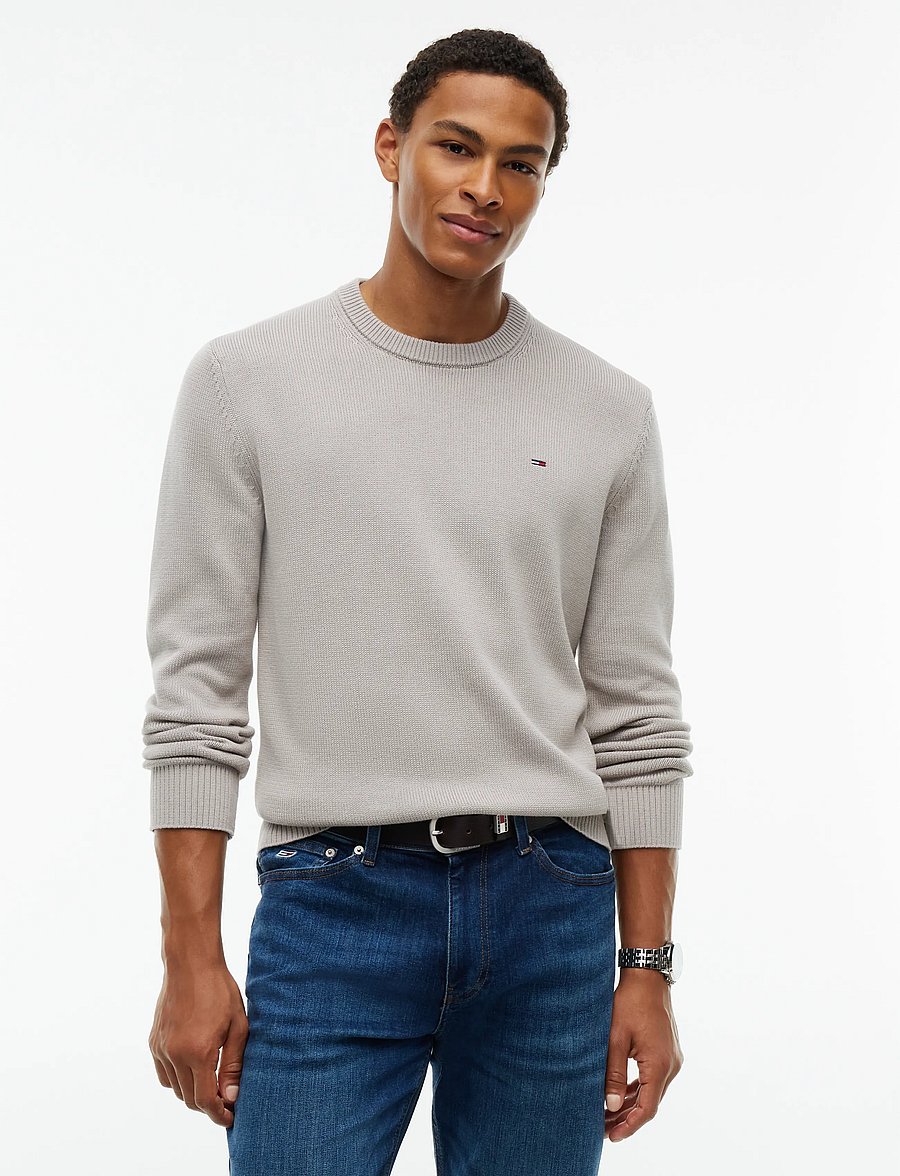 Tommy Jeans - TJM SLIM ESS SWEATER EXT - rund hals - limestone dust - 0