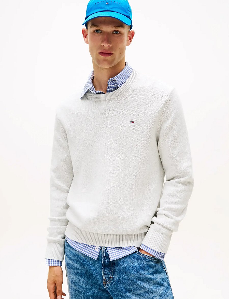 Tommy Jeans - TJM SLIM ESS SWEATER EXT - rundhals - lt grey htr - 0