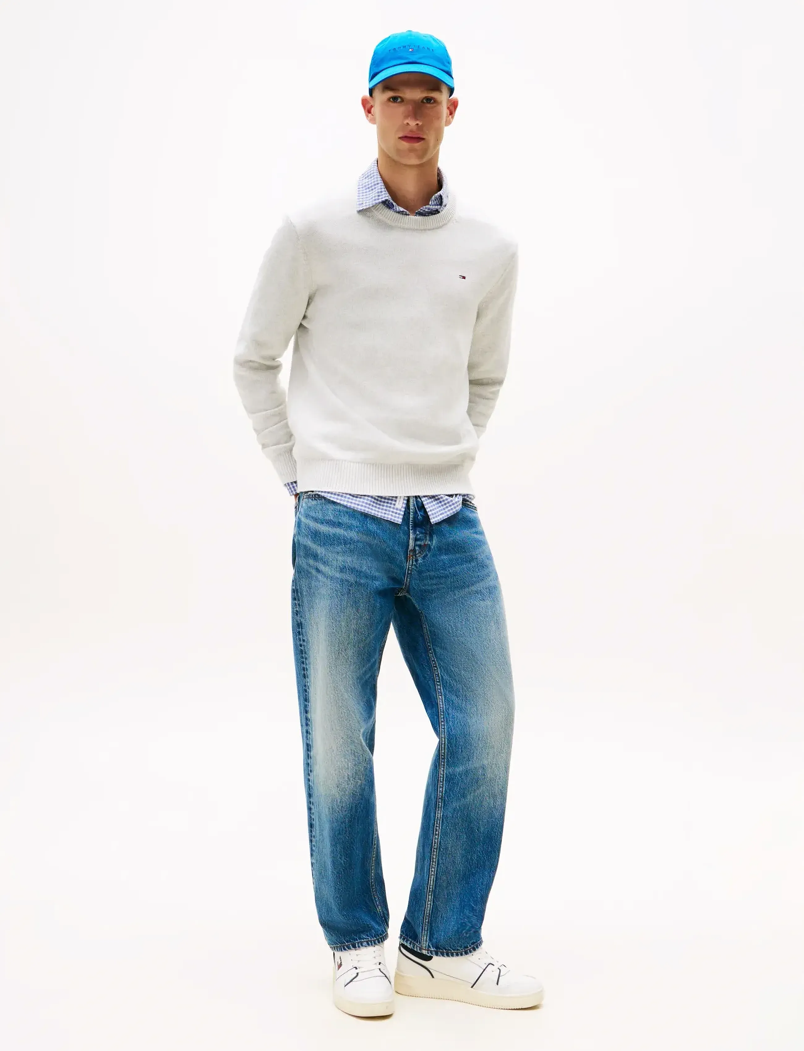Tommy Jeans - TJM SLIM ESS SWEATER EXT - kringlótt hálsmál  - lt grey htr - 2
