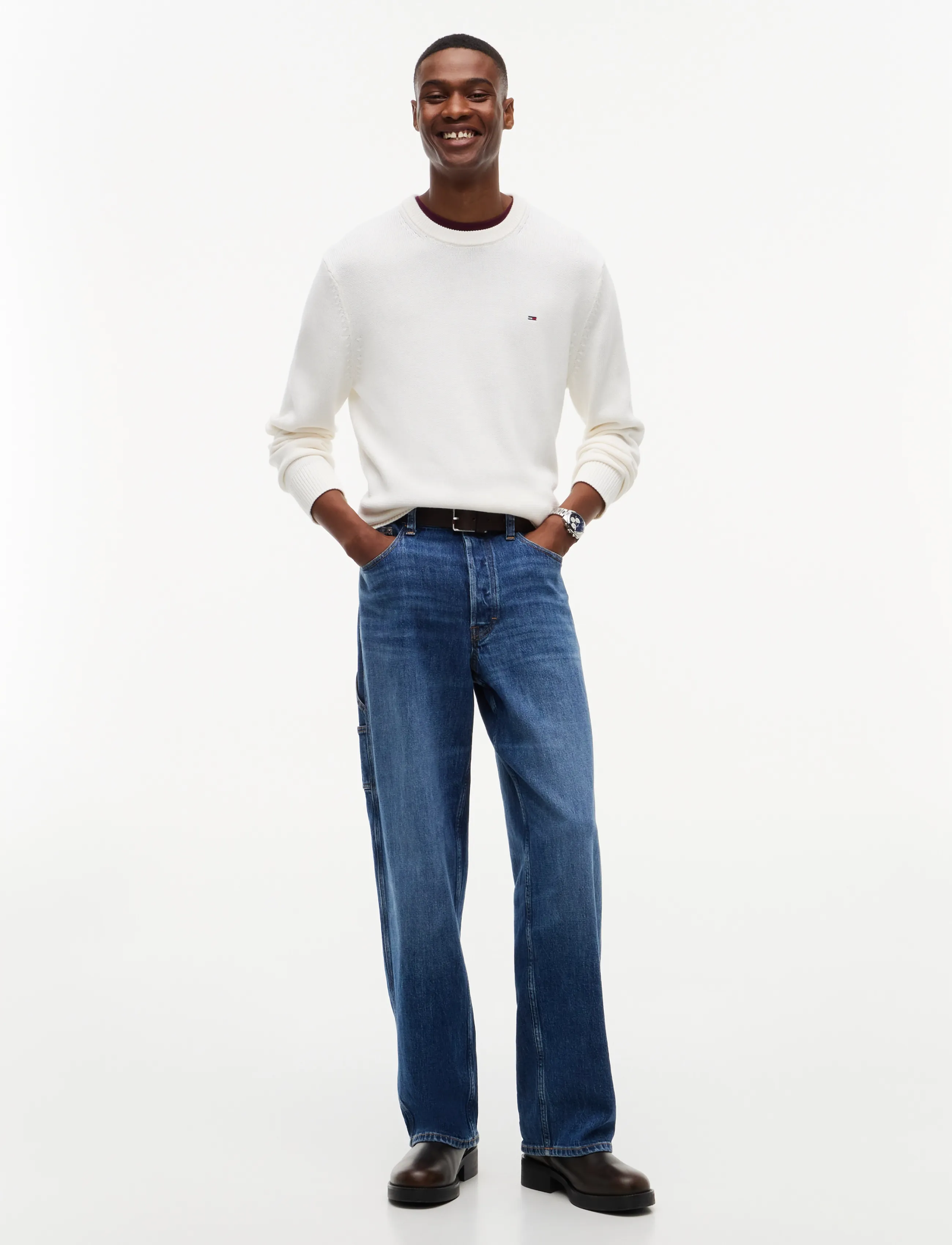 Tommy Jeans - TJM SLIM ESS SWEATER EXT - rund hals - off white - 4