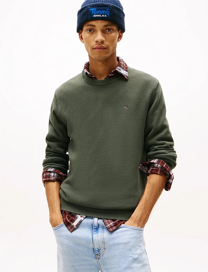 Tommy Jeans - TJM SLIM ESS SWEATER EXT - rund hals - pewter green - 0