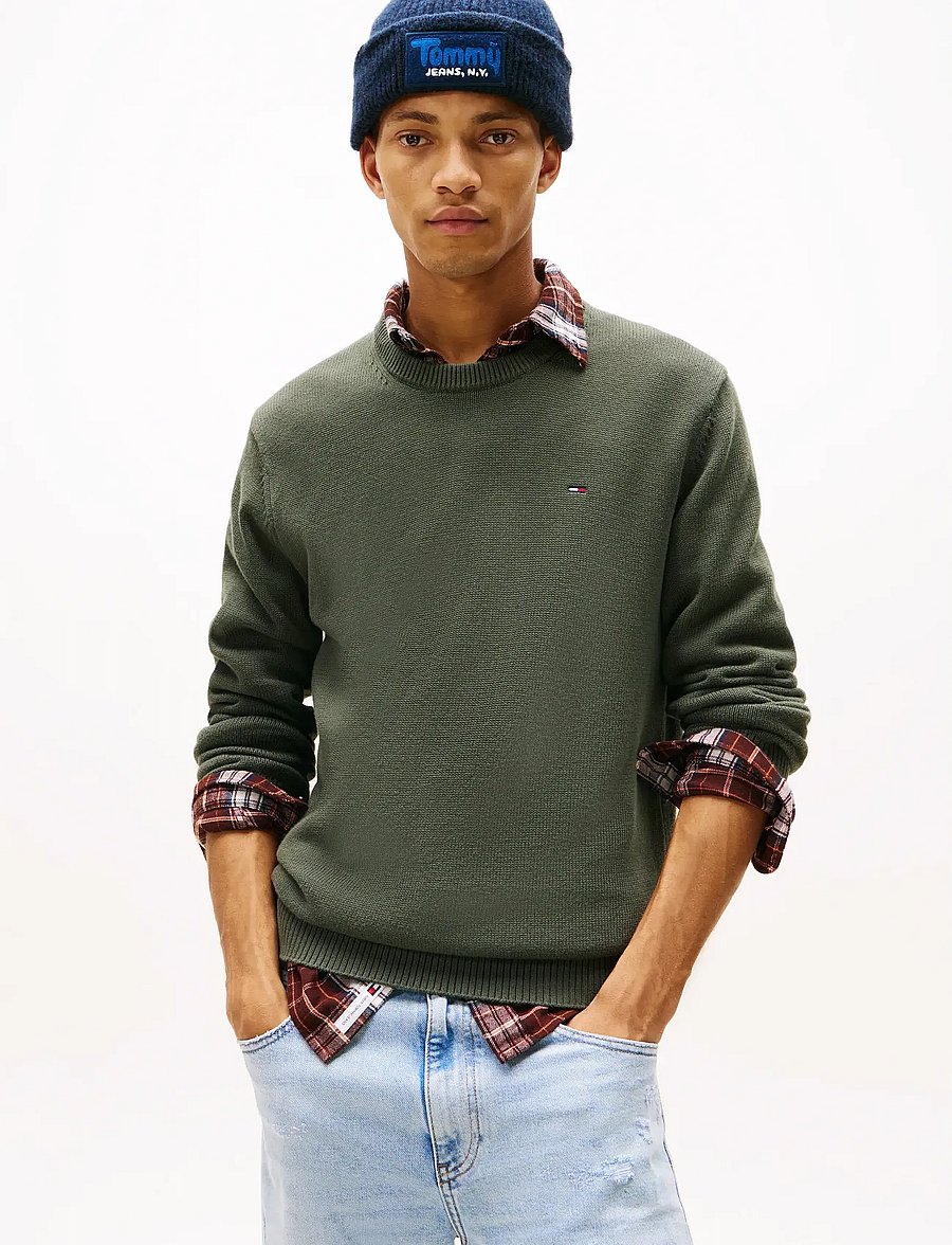 Tommy Jeans - TJM SLIM ESS SWEATER EXT - rundhals - pewter green - 0
