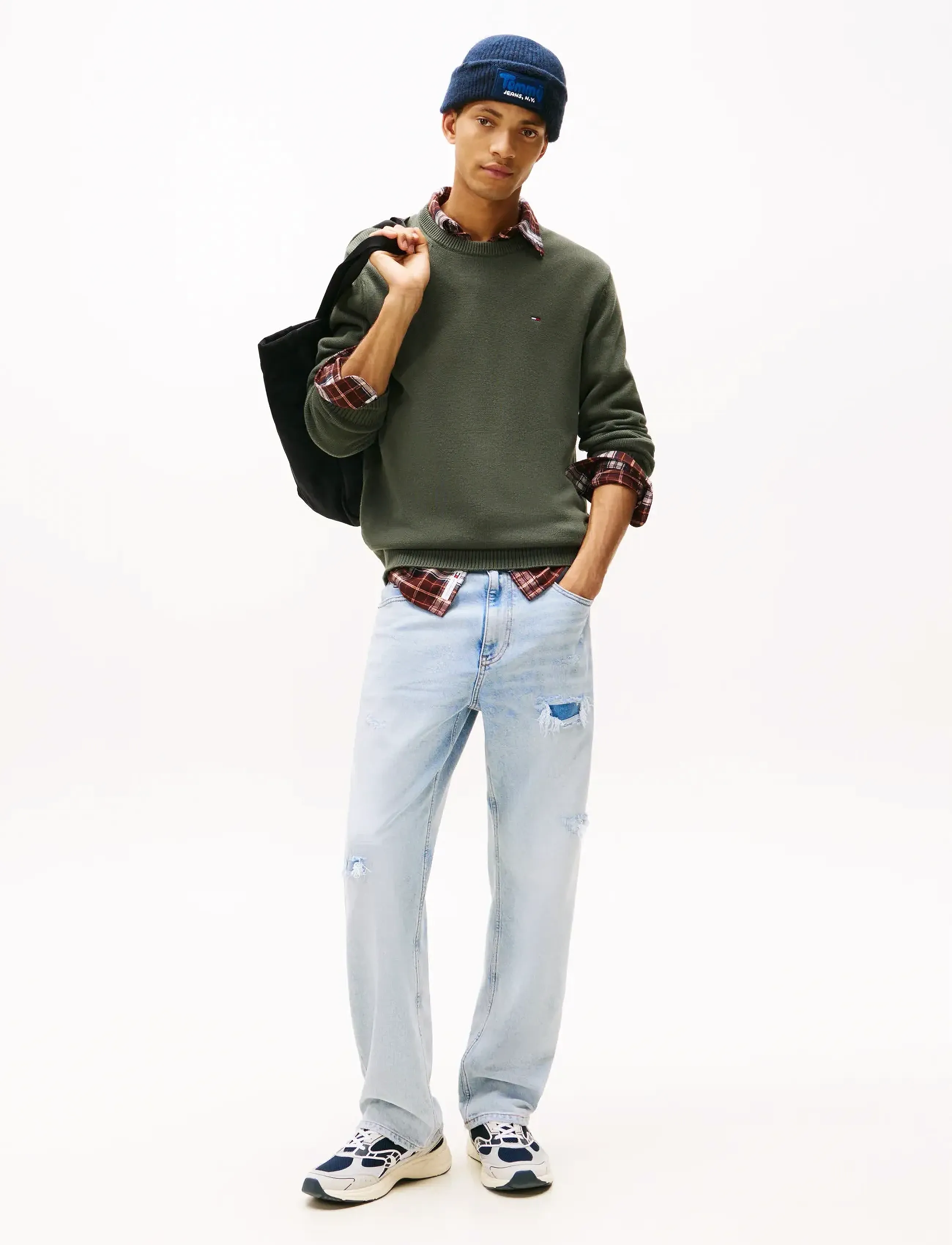 Tommy Jeans - TJM SLIM ESS SWEATER EXT - rundhalsad - pewter green - 3