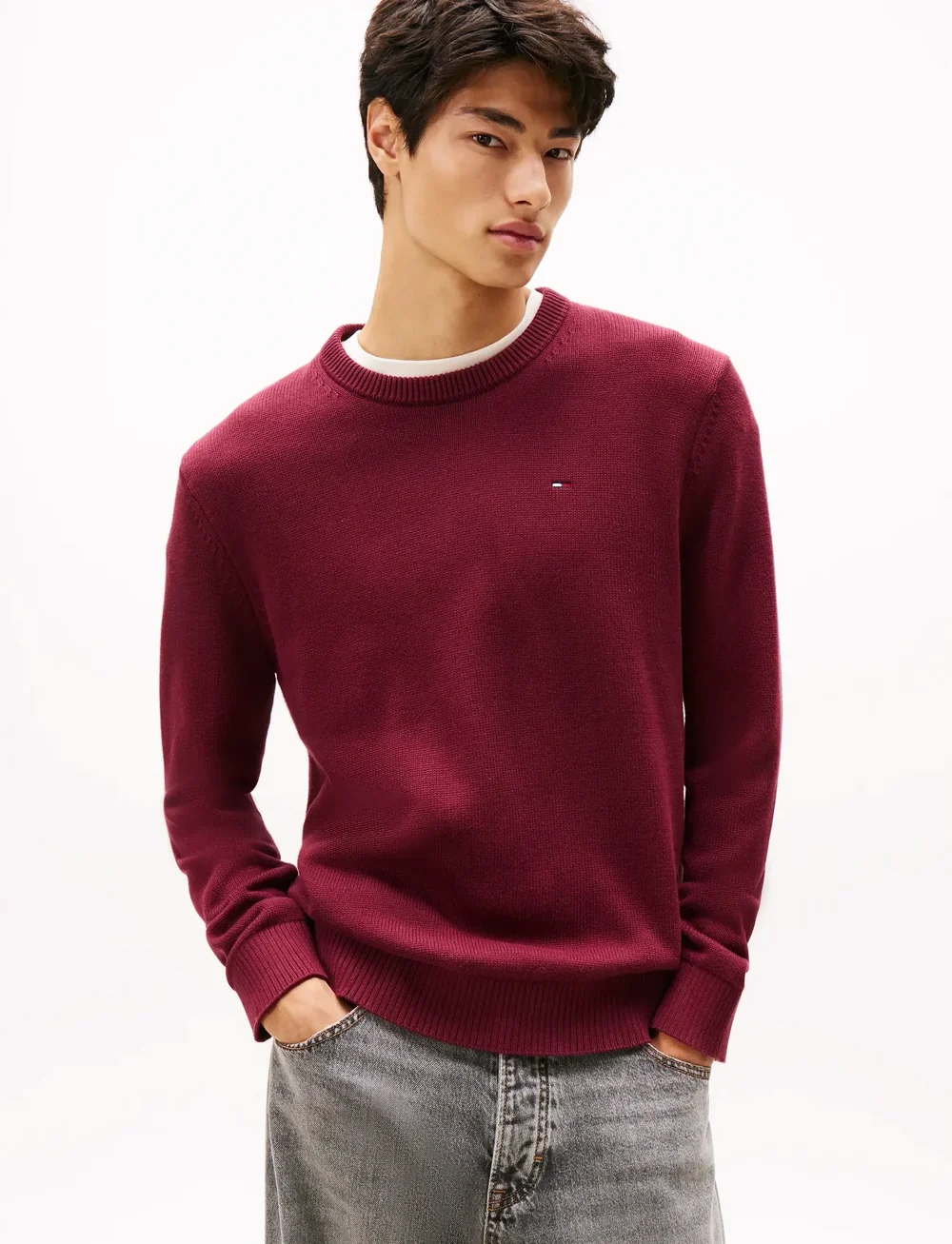 Tommy Jeans - TJM SLIM ESS SWEATER EXT - rundhals - red wine - 0