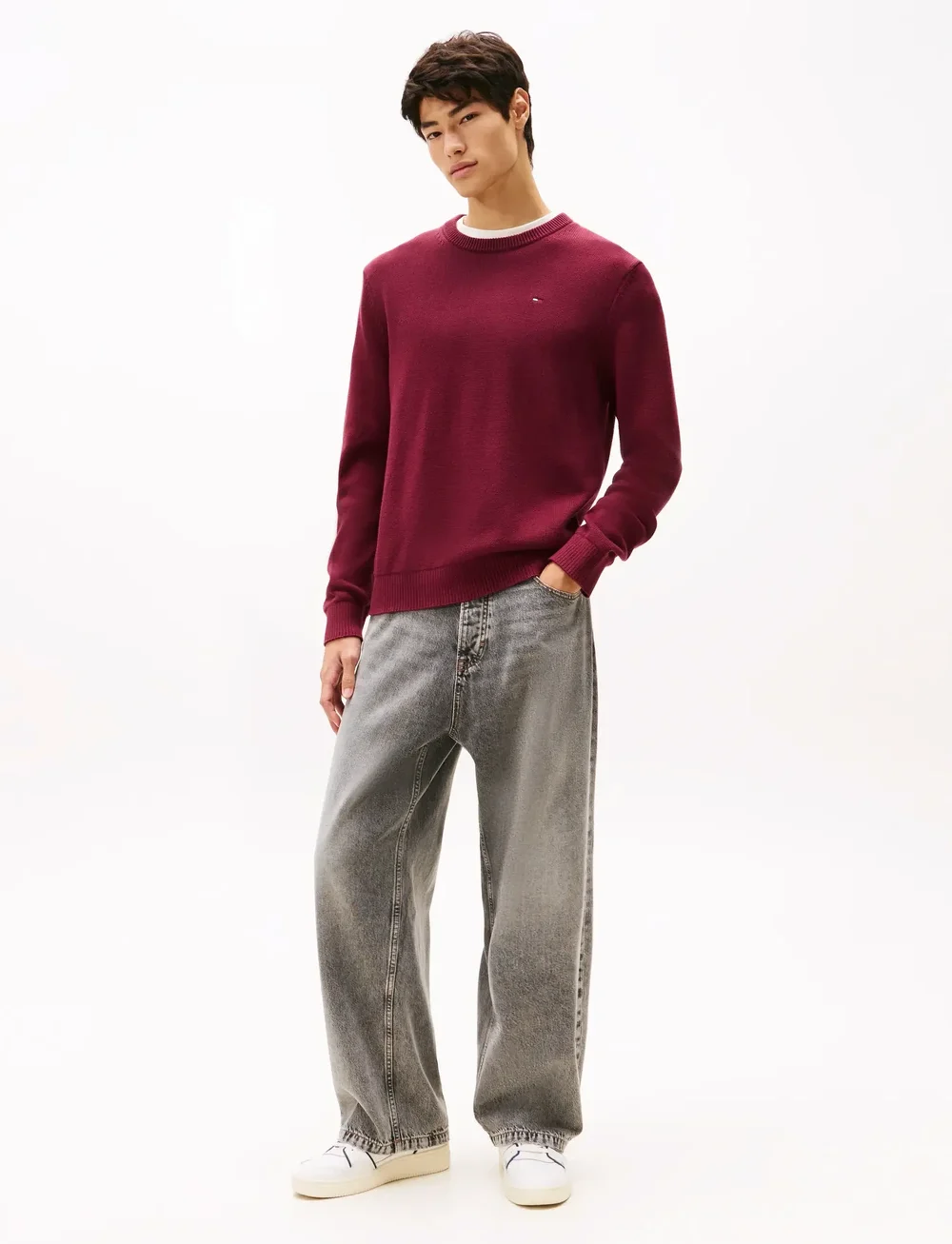 Tommy Jeans - TJM SLIM ESS SWEATER EXT - rundhals - red wine - 3