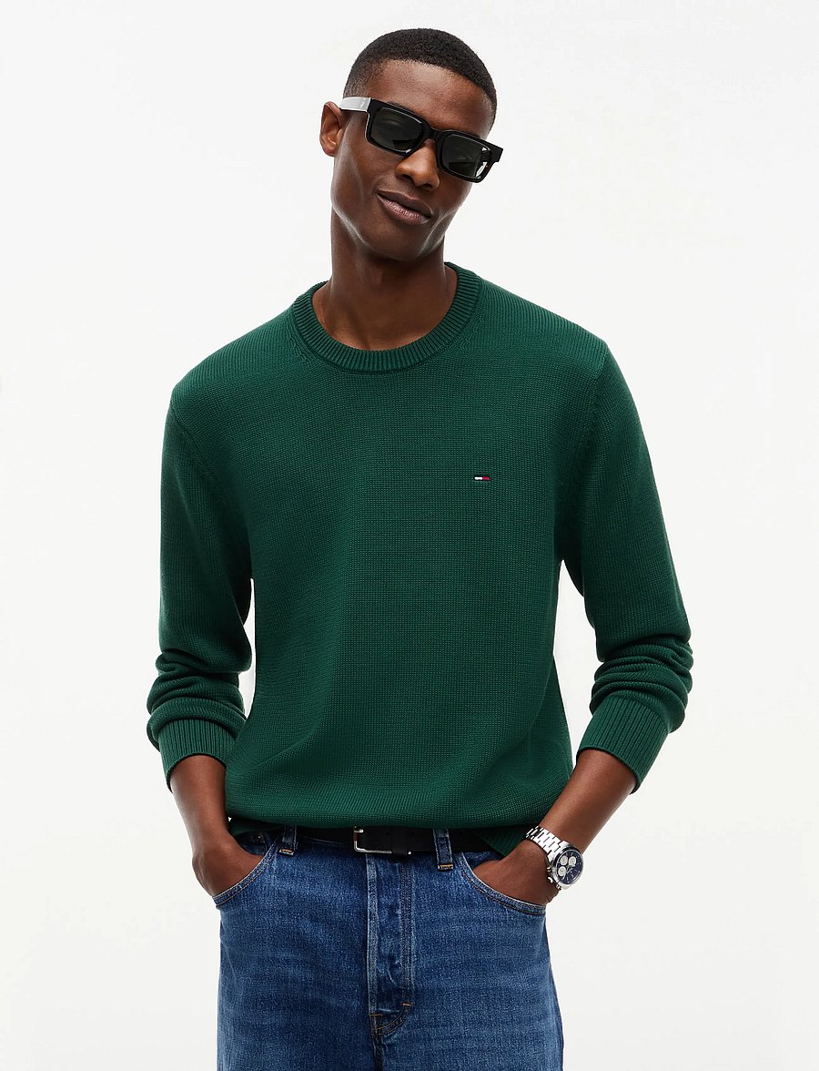 Tommy Jeans - TJM SLIM ESS SWEATER EXT - Ümara kaelusega - velvet green - 0