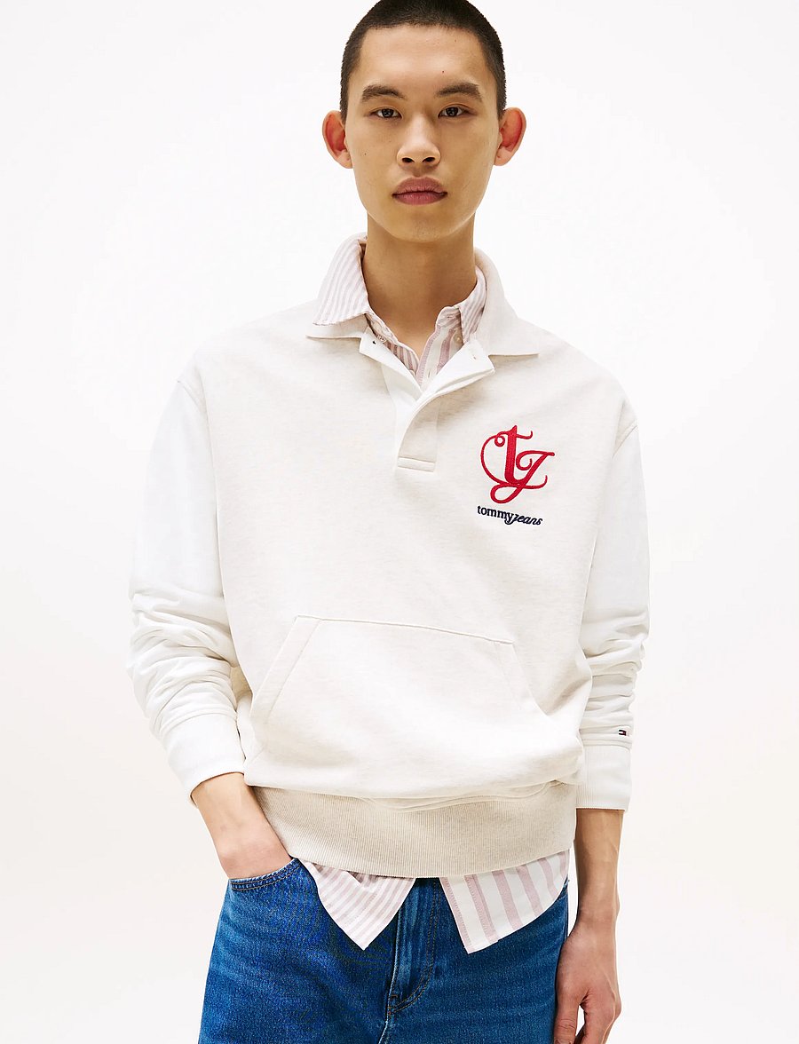 Tommy Jeans - TJM RLX COLORBLOCK MONO RUGBY - pirkt pēc stila - oat marl htr - 0