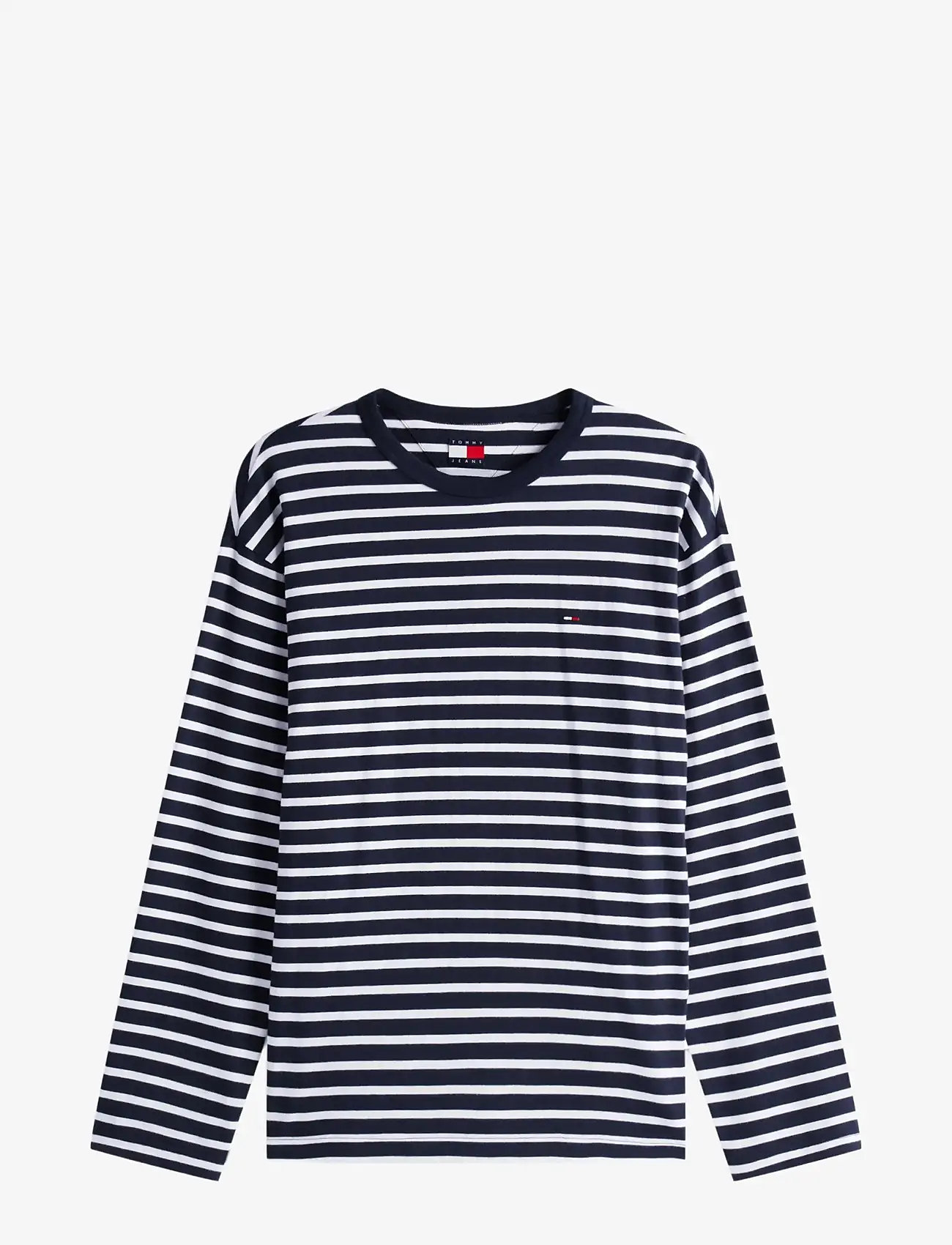Tommy Jeans - TJM REG SFLAG BRETON STRIPE LS - długi rękaw - dark night navy stripe - 1