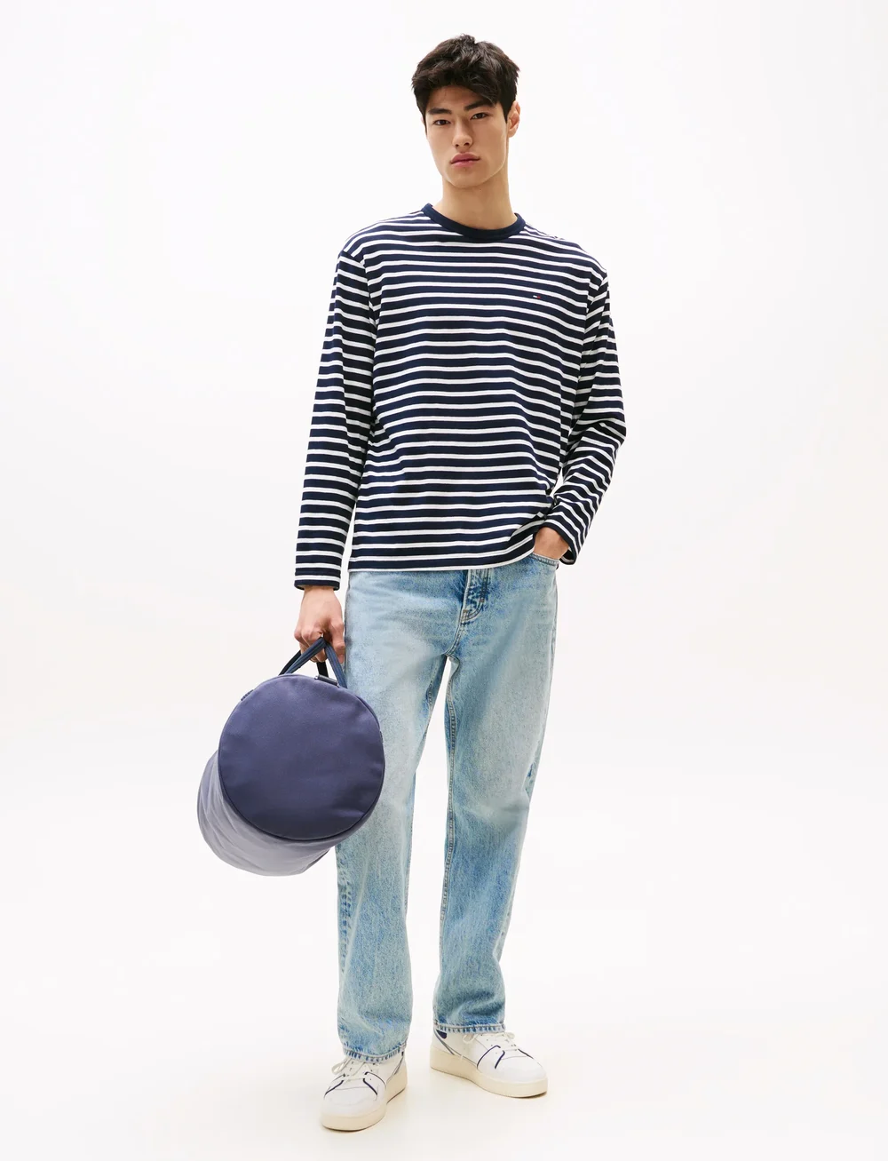 Tommy Jeans - TJM REG SFLAG BRETON STRIPE LS - langærmede t-shirts - dark night navy stripe - 2