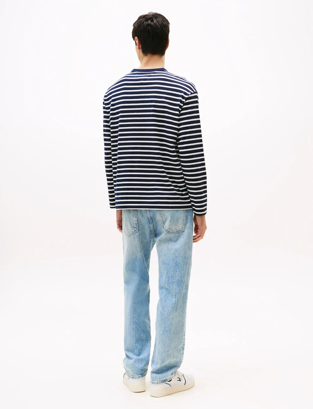 Tommy Jeans - TJM REG SFLAG BRETON STRIPE LS - langærmede t-shirts - dark night navy stripe - 3