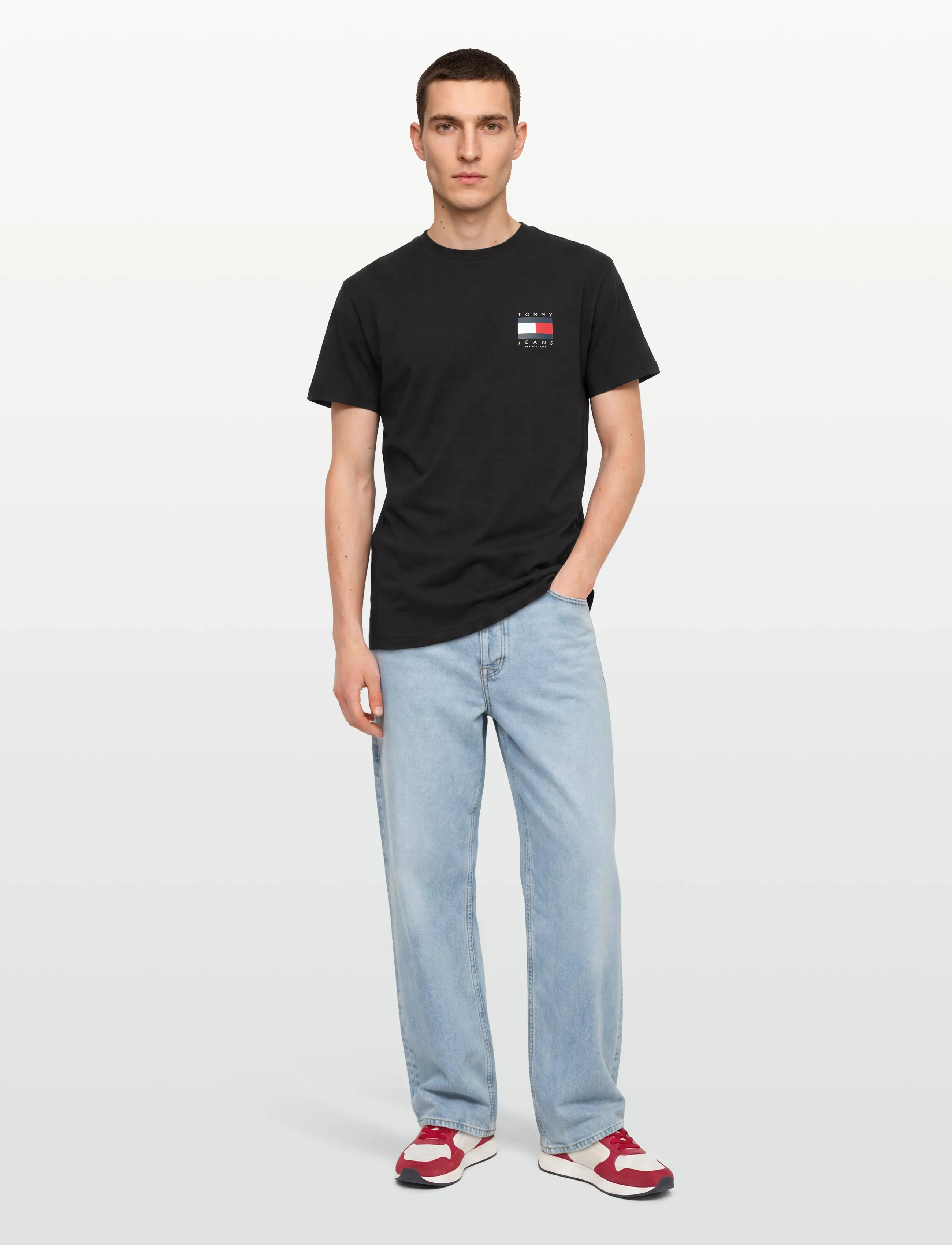 Tommy Jeans TJM REG FLAG GRAPH BCKPRNT T EXT - Winter deals - BLACK / black