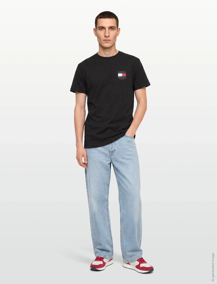 Tommy Jeans - TJM REG FLAG GRAPH BCKPRNT T EXT - t-krekli ar īsām piedurknēm - black - 0