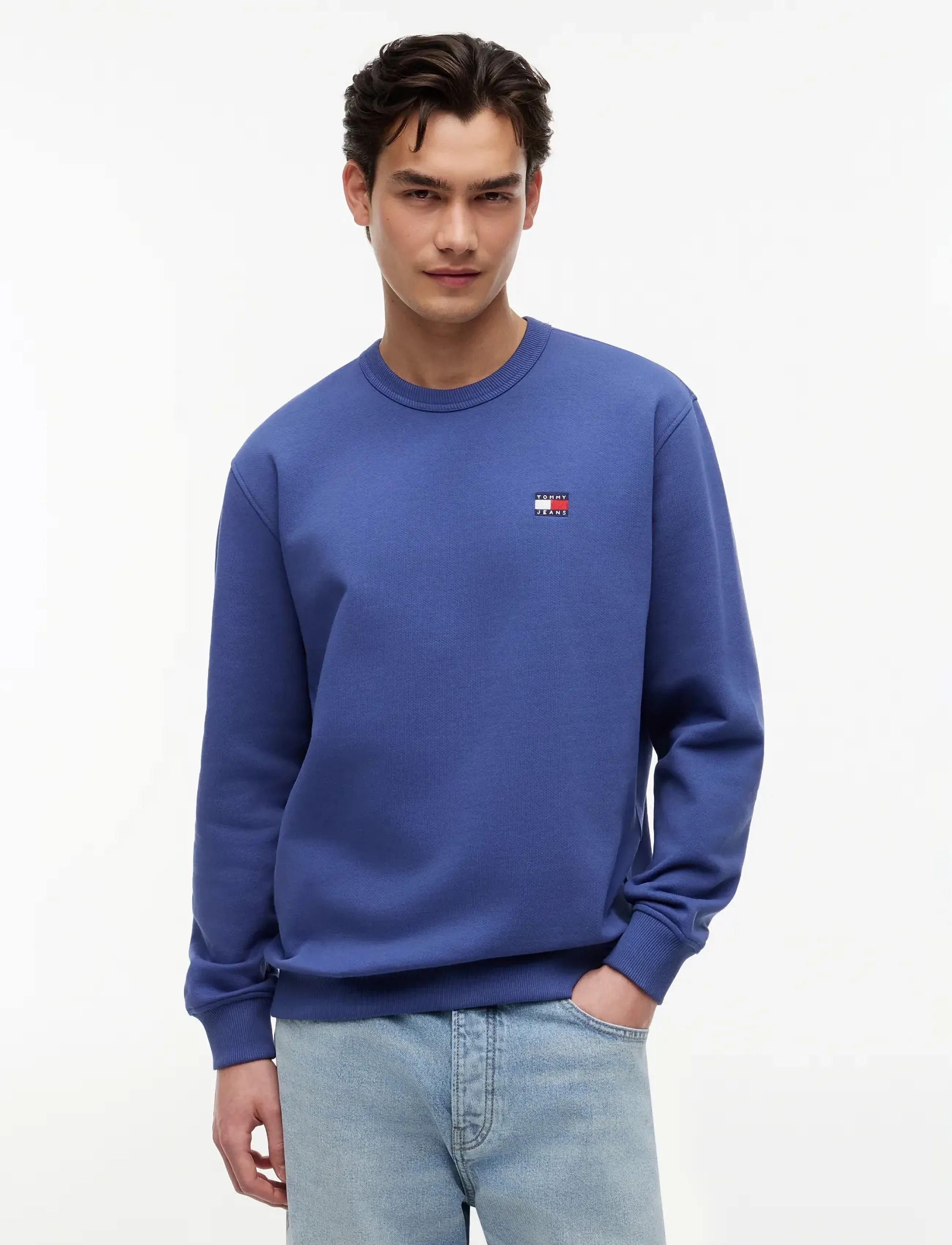 Tommy Jeans TJM REG BADGE CREW EXT - Sweatshirts & Hoodies - BLUE STORM / blue