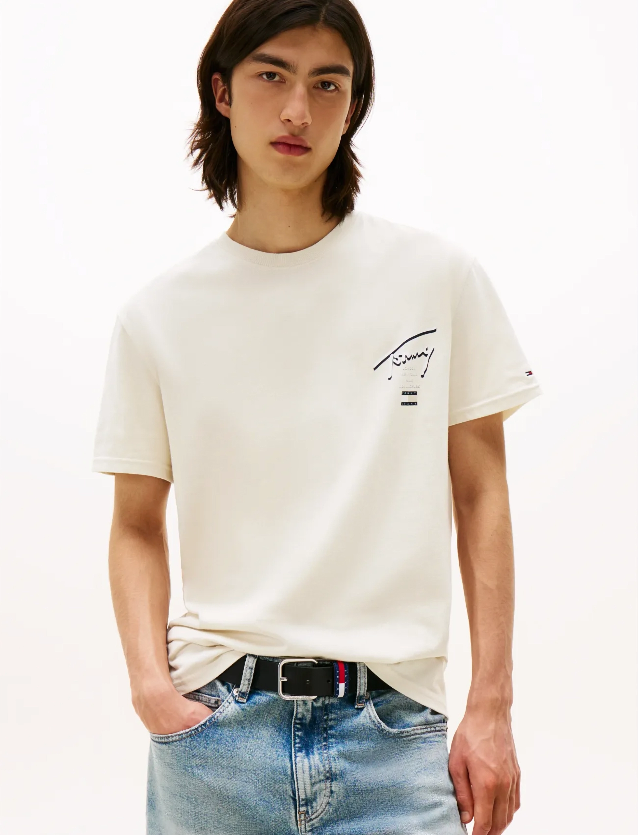 Tommy Jeans TJM REG SIGNATURE CITY TEE - 4 for 3 - DESERT SAND DUNE / cream