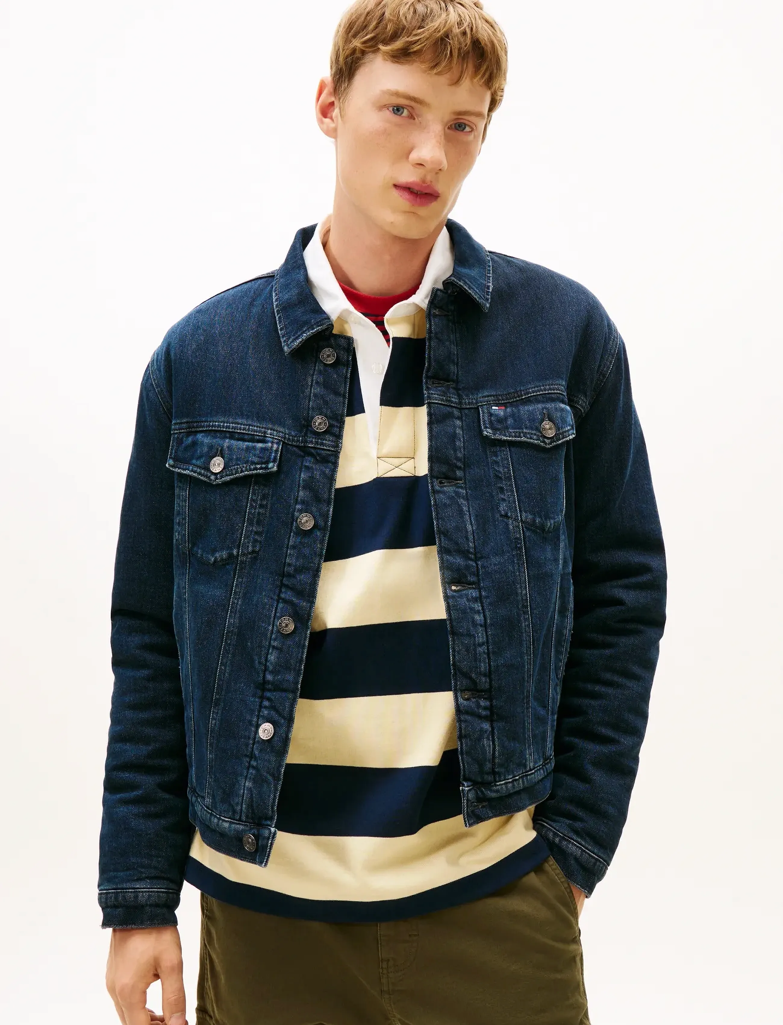 Tommy Jeans Ryan Rglr Teddy Trckr Ext Di6166, S, Blue, Denim > Unlined Denim Jackets, Herre