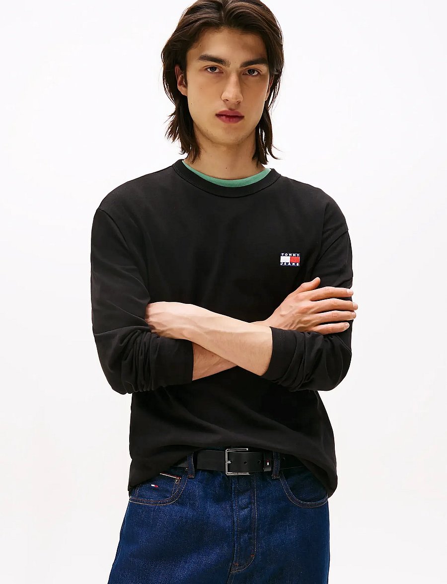 Tommy Jeans - TJM REG BADGE TEE LS - długi rękaw - black - 0