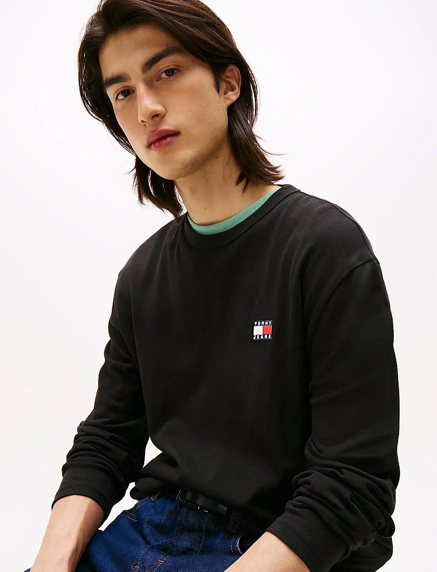 Tommy Jeans - TJM REG BADGE TEE LS - długi rękaw - black - 4