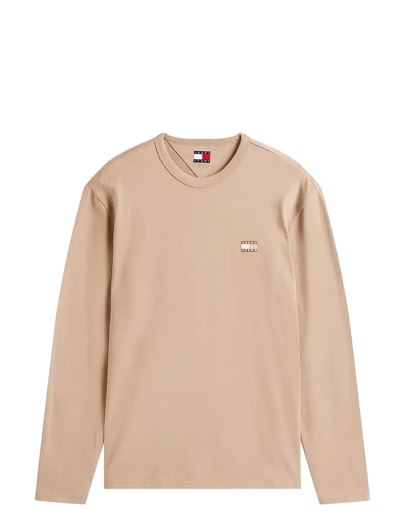 Tommy Jeans - TJM REG BADGE TEE LS - long-sleeved t-shirts - coastal taupe tonal - 1