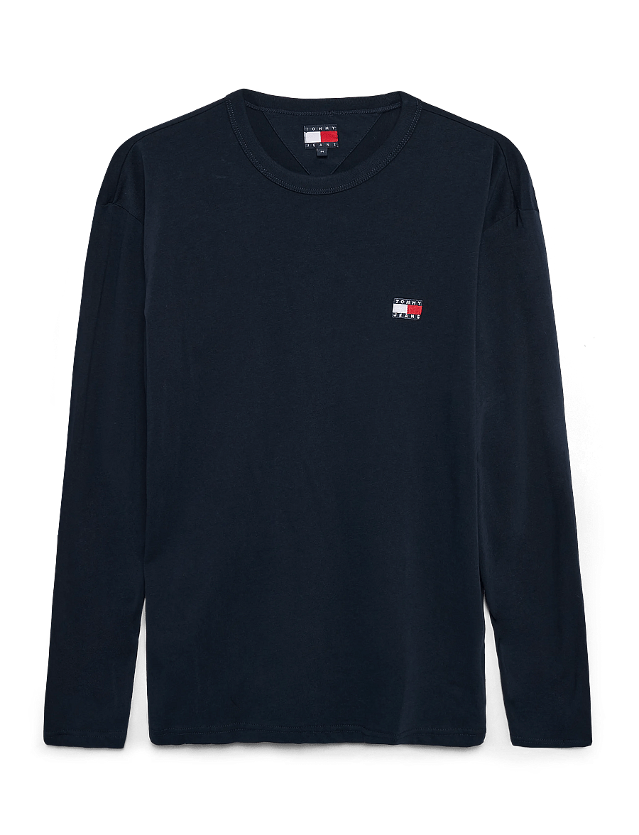 Tommy Jeans - TJM REG BADGE TEE LS - långärmade t-shirts - dark night navy - 1