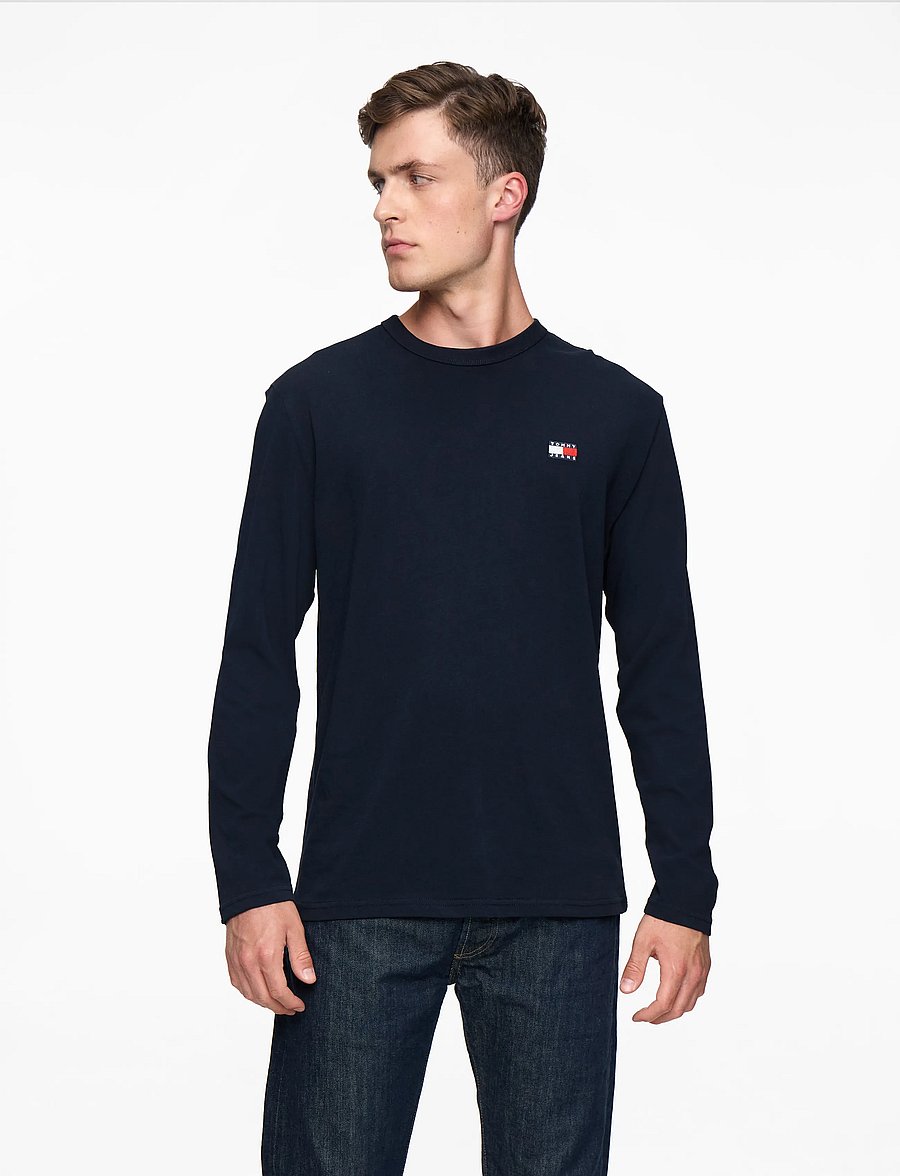 Tommy Jeans - TJM REG BADGE TEE LS - långärmade t-shirts - dark night navy - 0