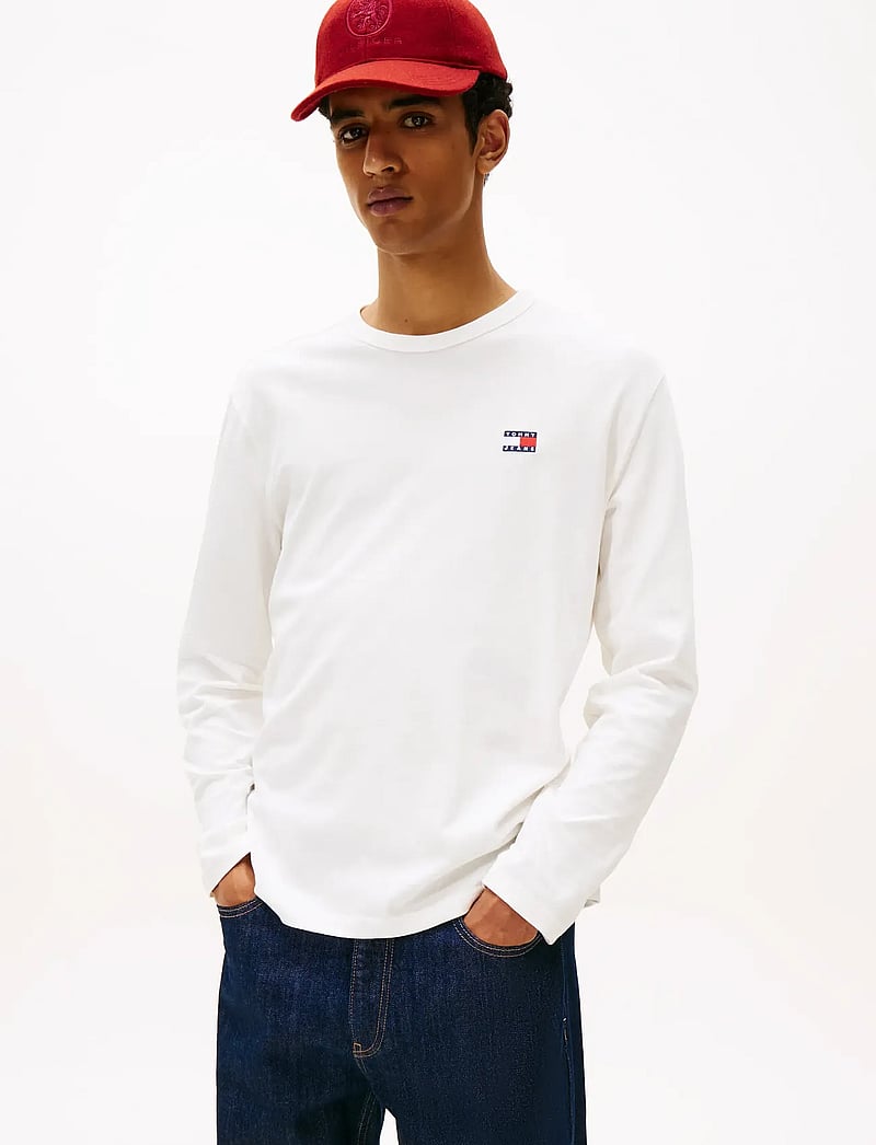 Tommy Jeans - TJM REG BADGE TEE LS - långärmade t-shirts - ecru - 0