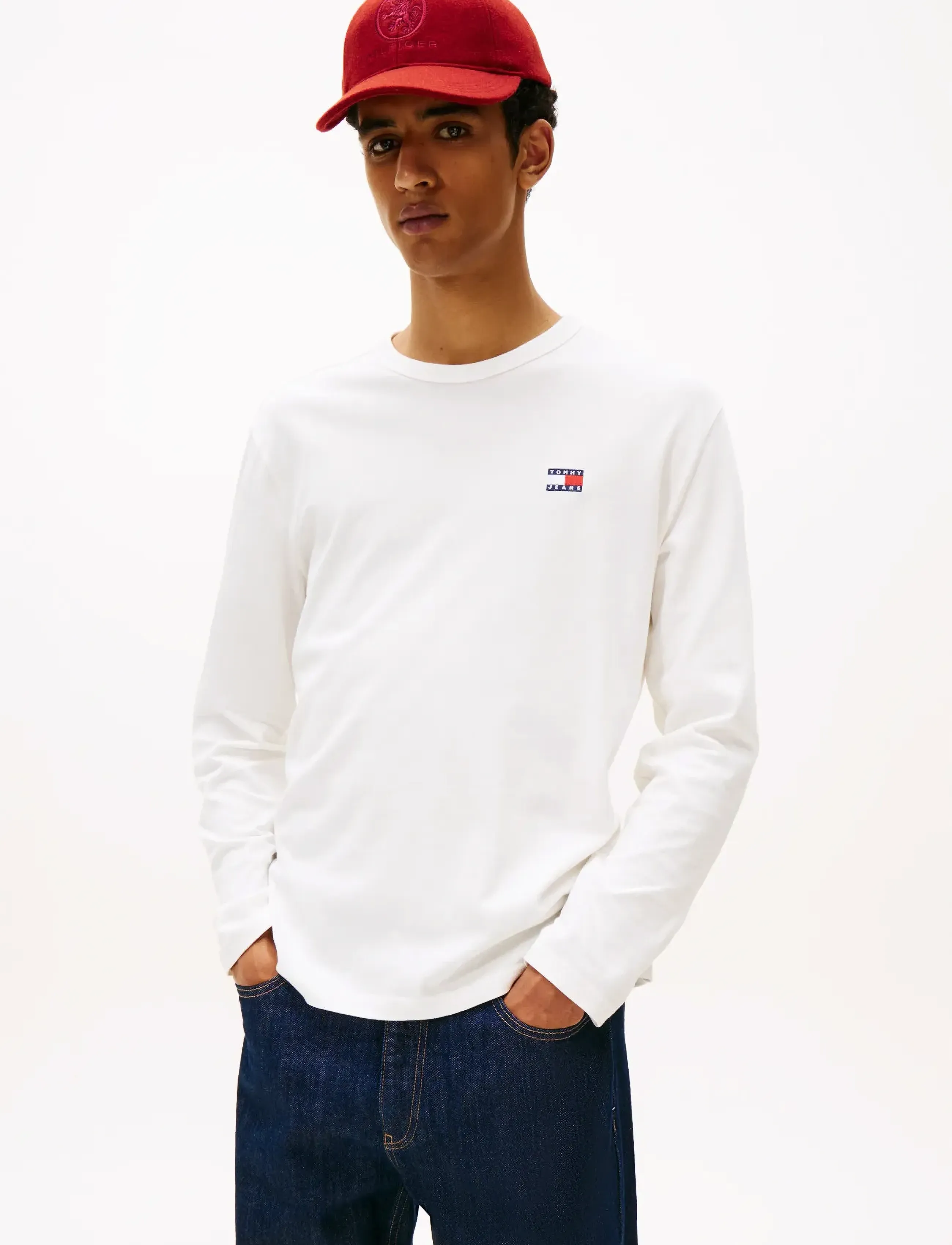 Tommy Jeans TJM REG BADGE TEE LS - Tommy Hilfiger - ECRU / cream