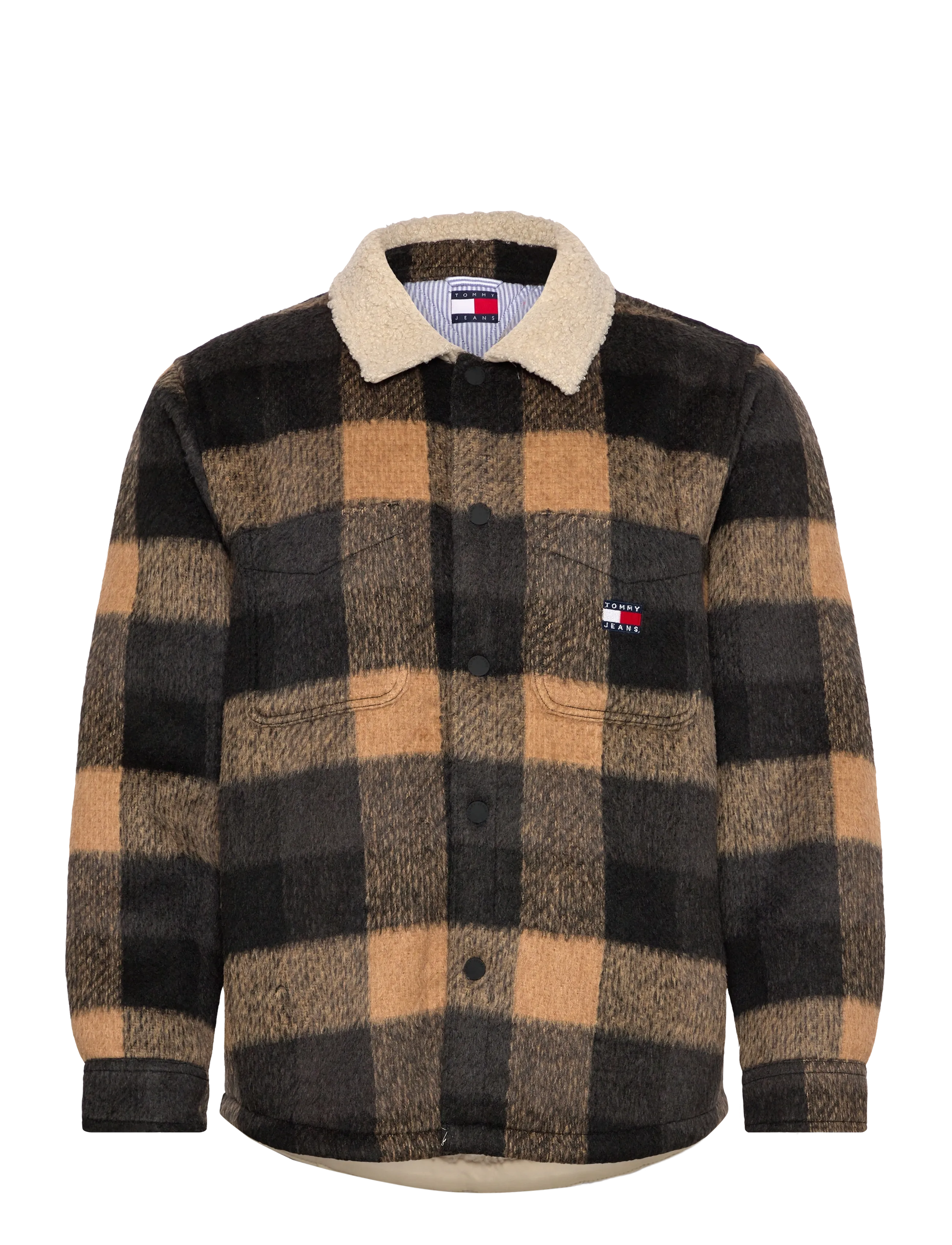 Tommy Jeans TJM CHECK TEDDY OVERSHIRT EXT - Overshirts - BLACK / BUFFALO CHECK / black