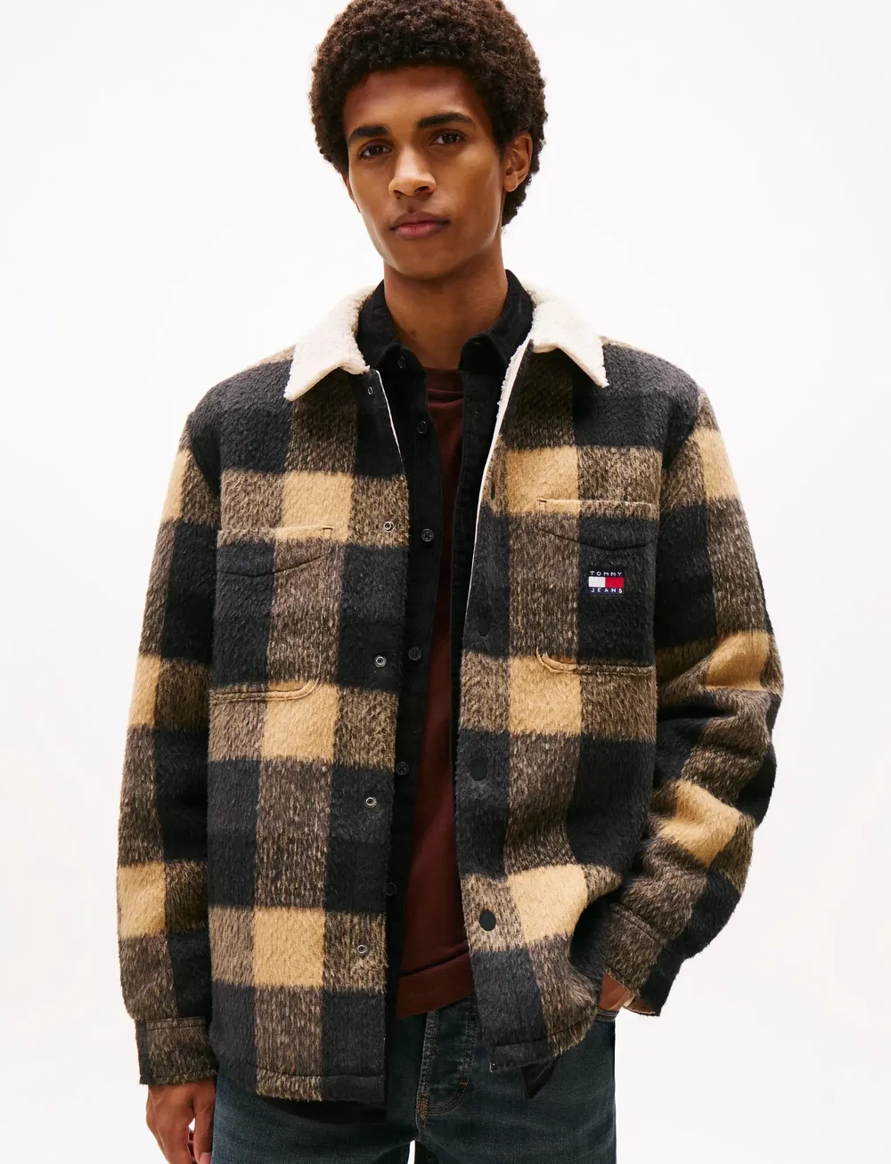 Tommy Jeans - TJM CHECK TEDDY OVERSHIRT EXT - høstjakker - black / buffalo check - 0