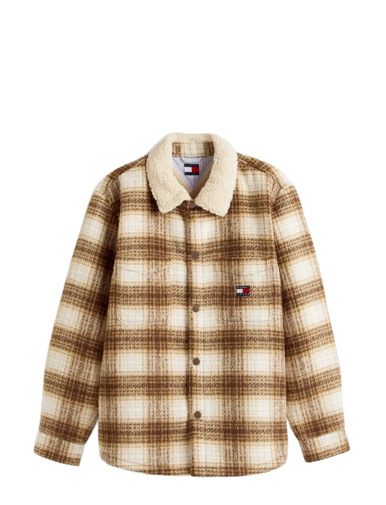 Tommy Jeans TJM CHECK TEDDY OVERSHIRT EXT - Overshirts - BLACK WALNUT CHECK / brown