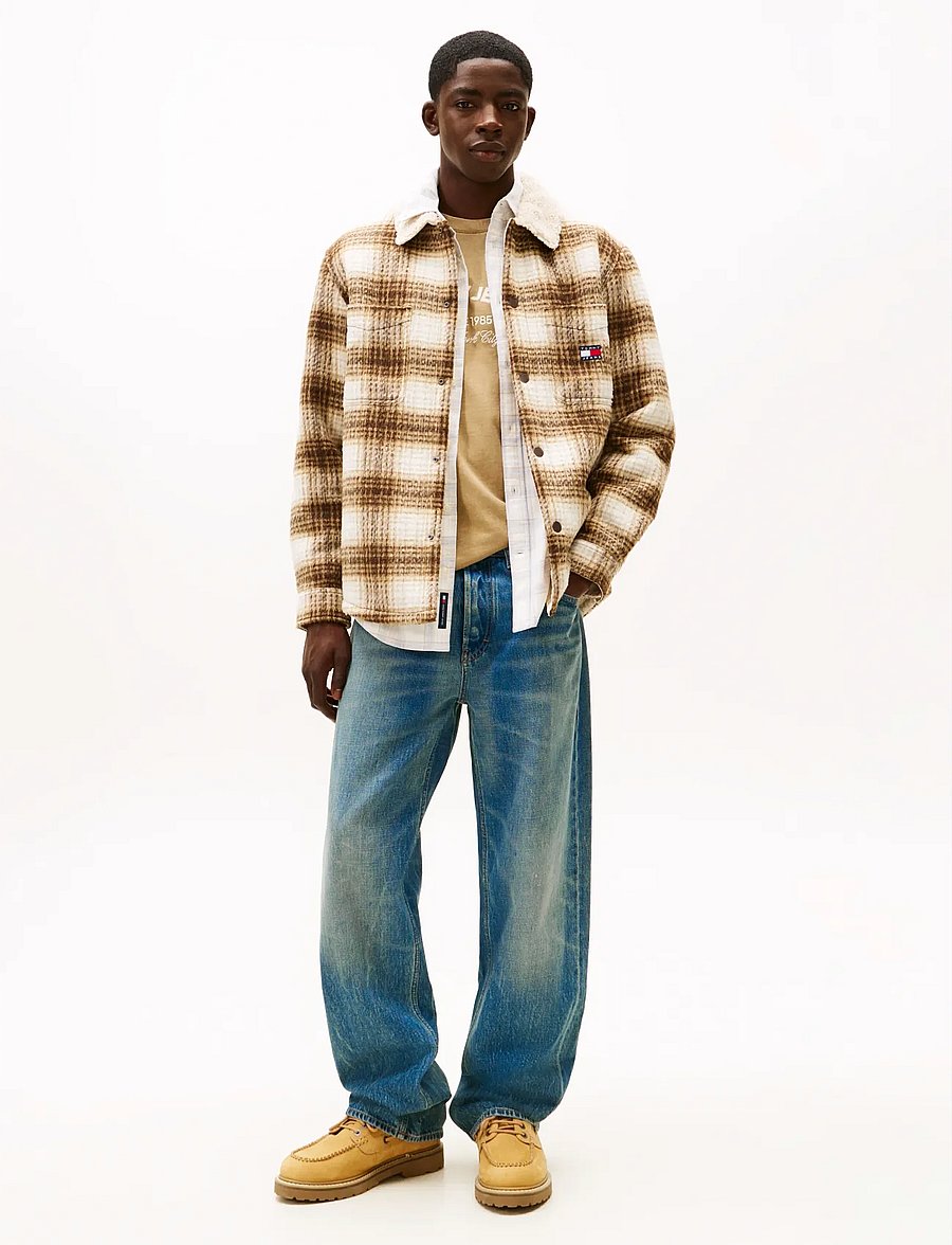 Tommy Jeans - TJM CHECK TEDDY OVERSHIRT EXT - fall jackets - black walnut check - 2