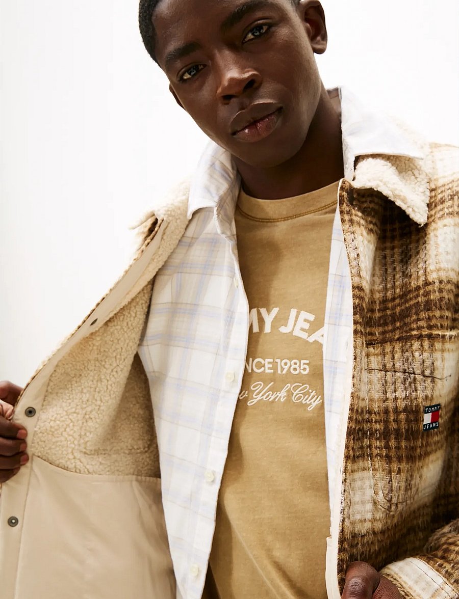 Tommy Jeans - TJM CHECK TEDDY OVERSHIRT EXT - fall jackets - black walnut check - 4