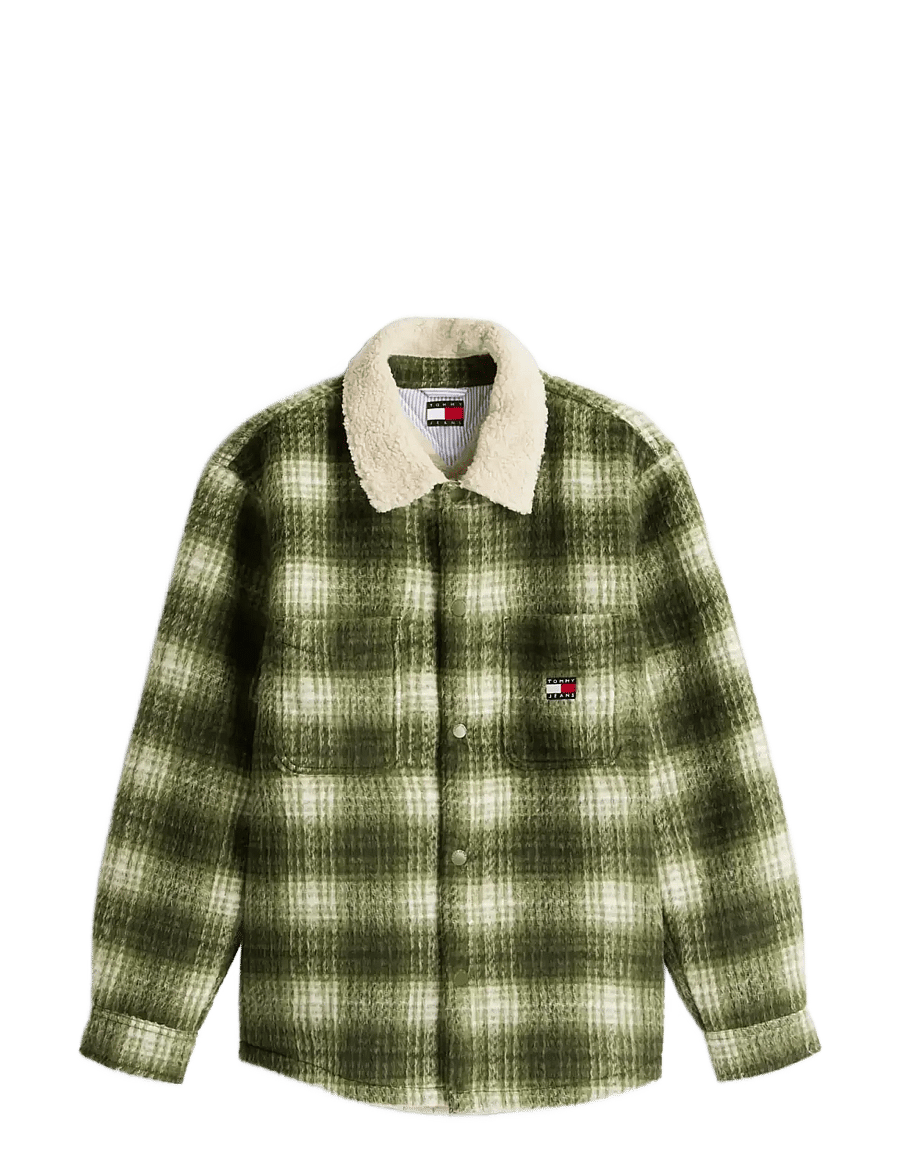 Tommy Jeans - TJM CHECK TEDDY OVERSHIRT EXT - sügisjoped - dark greenery check - 1