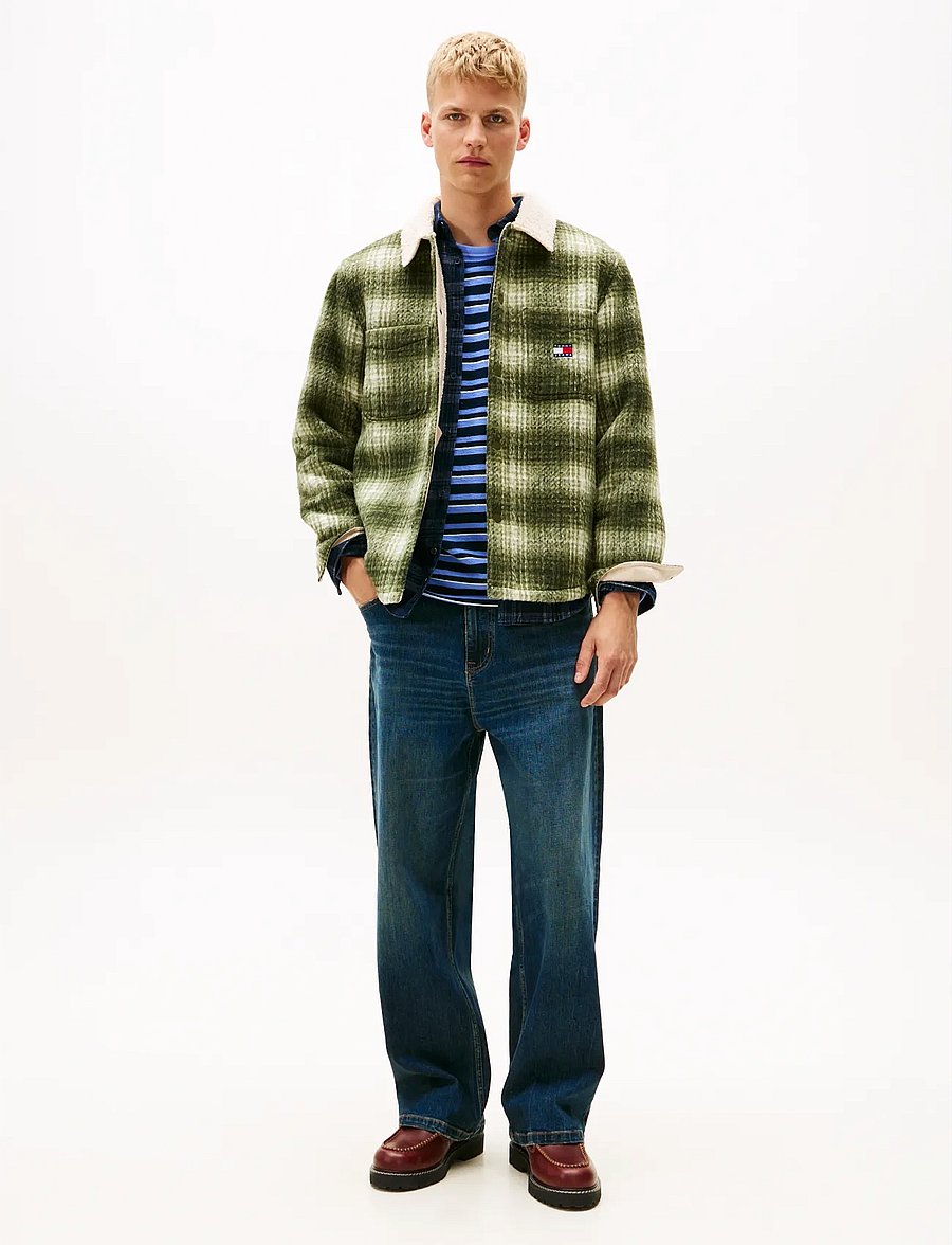 Tommy Jeans - TJM CHECK TEDDY OVERSHIRT EXT - sügisjoped - dark greenery check - 2
