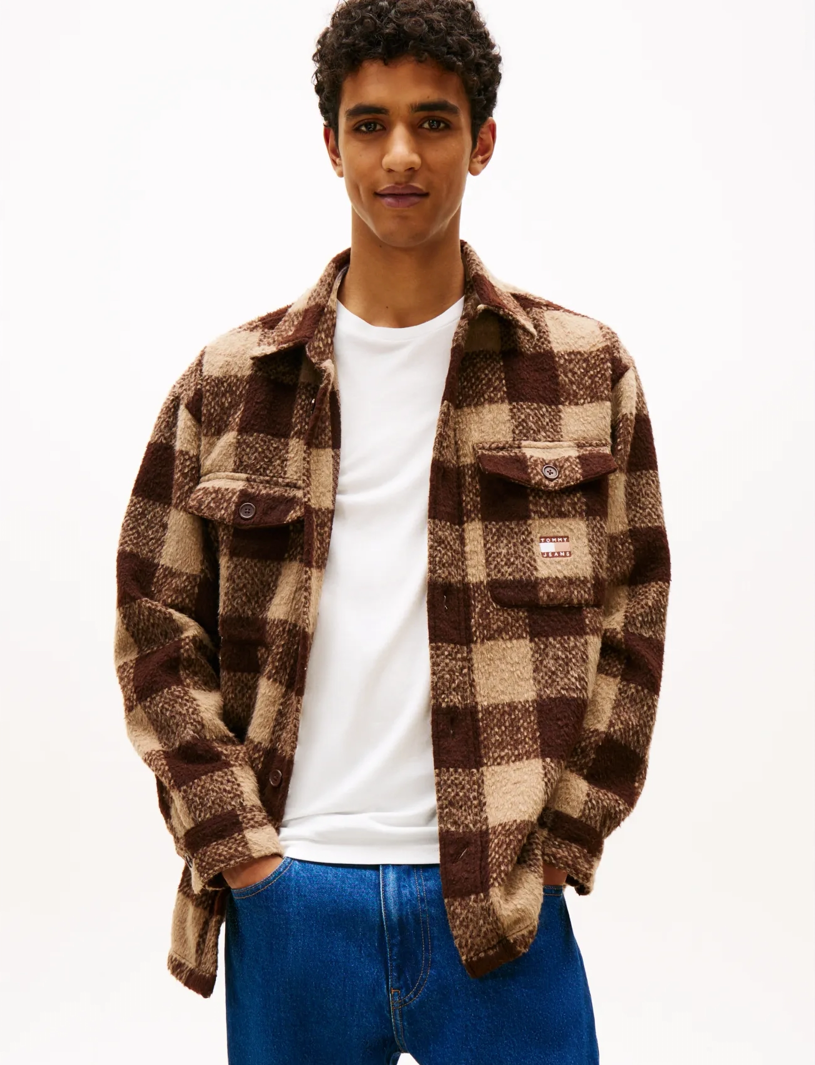 Tommy Jeans TJM CHECK OVERSHIRT EXT - Overshirts - RICH BROWN / BUFFALO CHECK / brown
