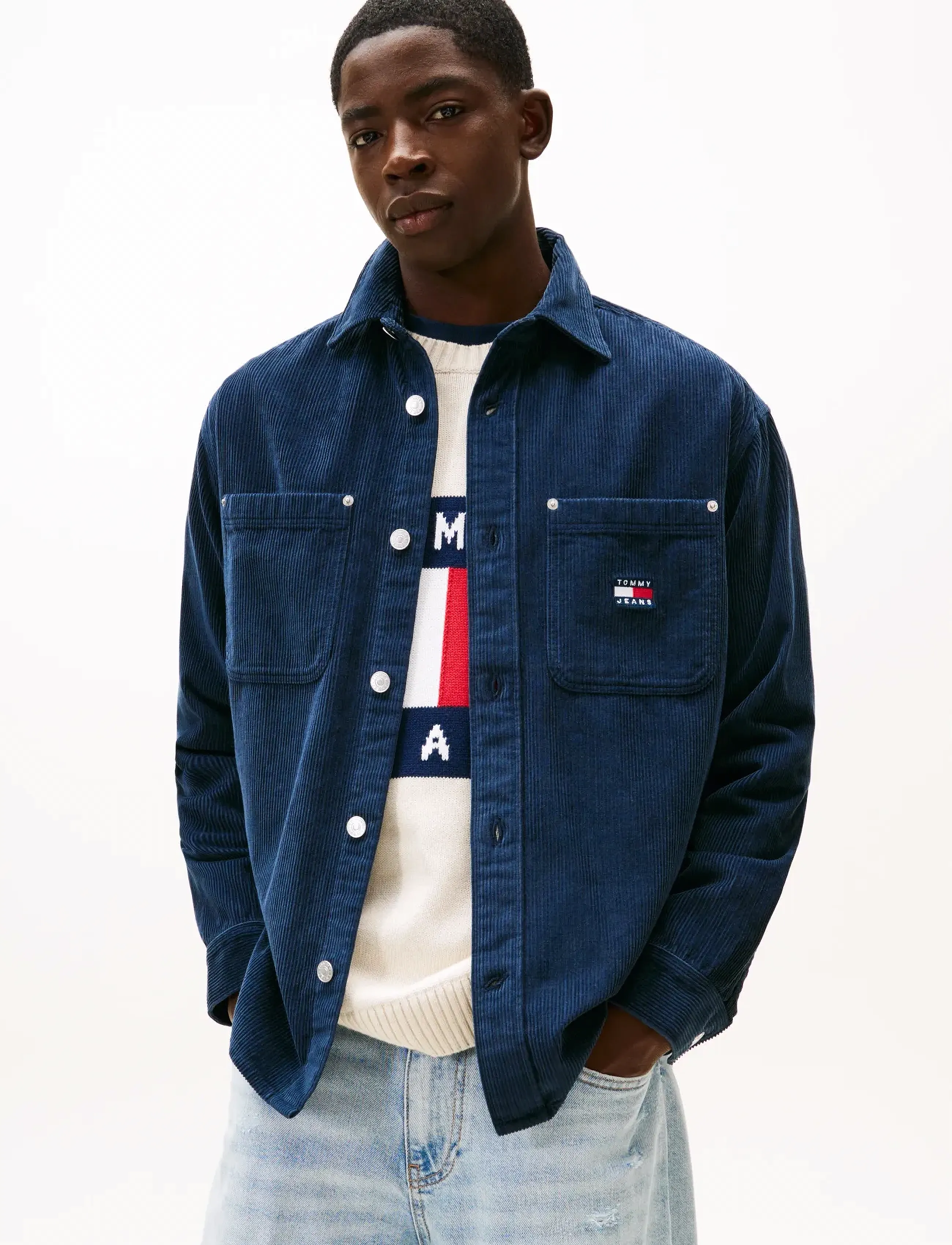 Tommy Jeans TJM RLX WASHED CORD SHIRT EXT - Skjortor - DARK NIGHT NAVY / navy