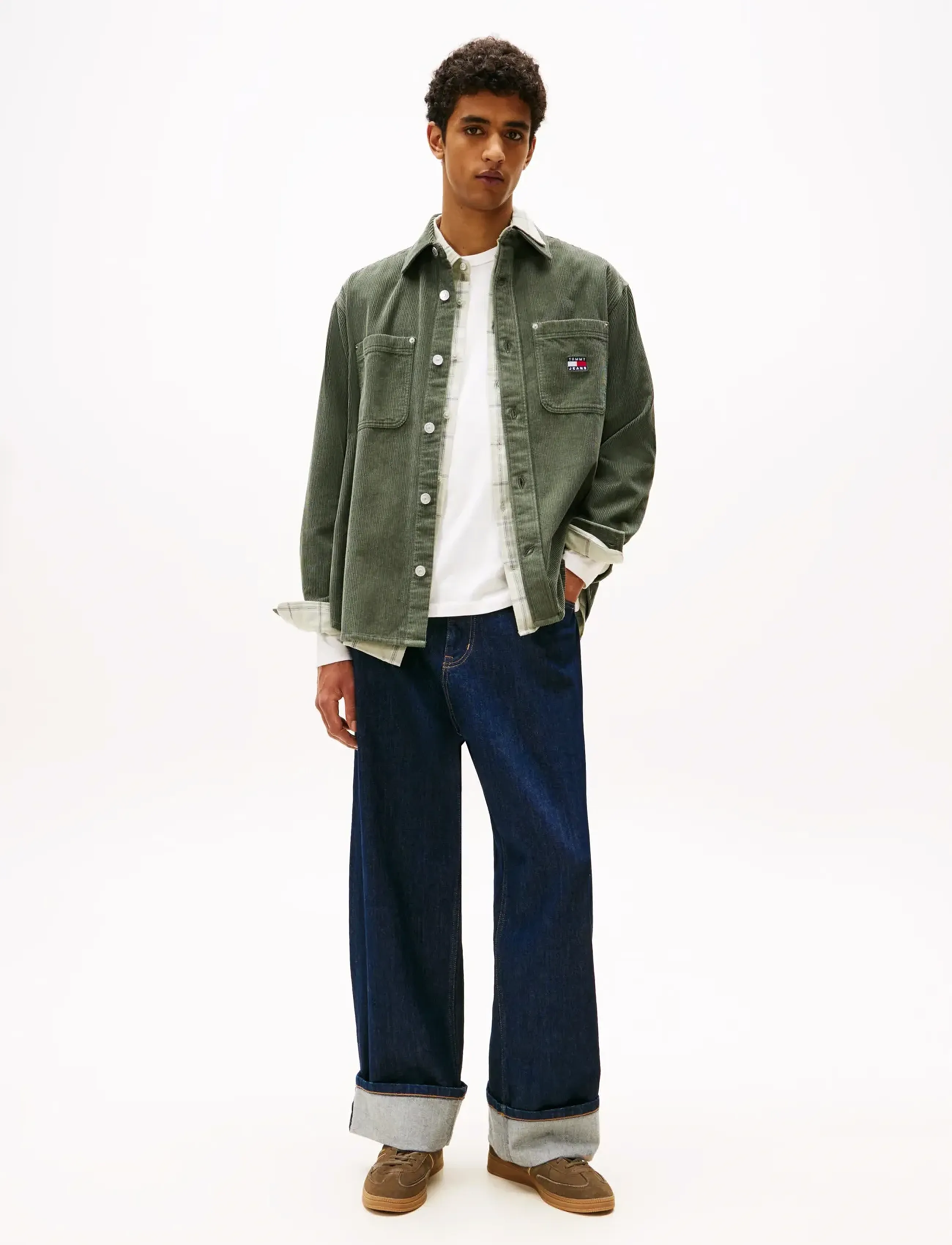 Tommy Jeans - TJM RLX WASHED CORD SHIRT EXT - mænd - pewter green - 3