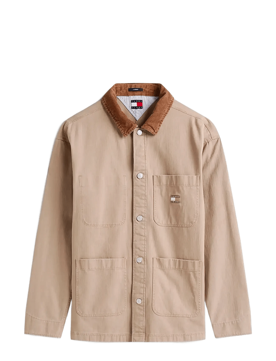 Tommy Jeans - TJM WORKWEAR CORD CLLR OVERSHIRT - coastal taupe - 1