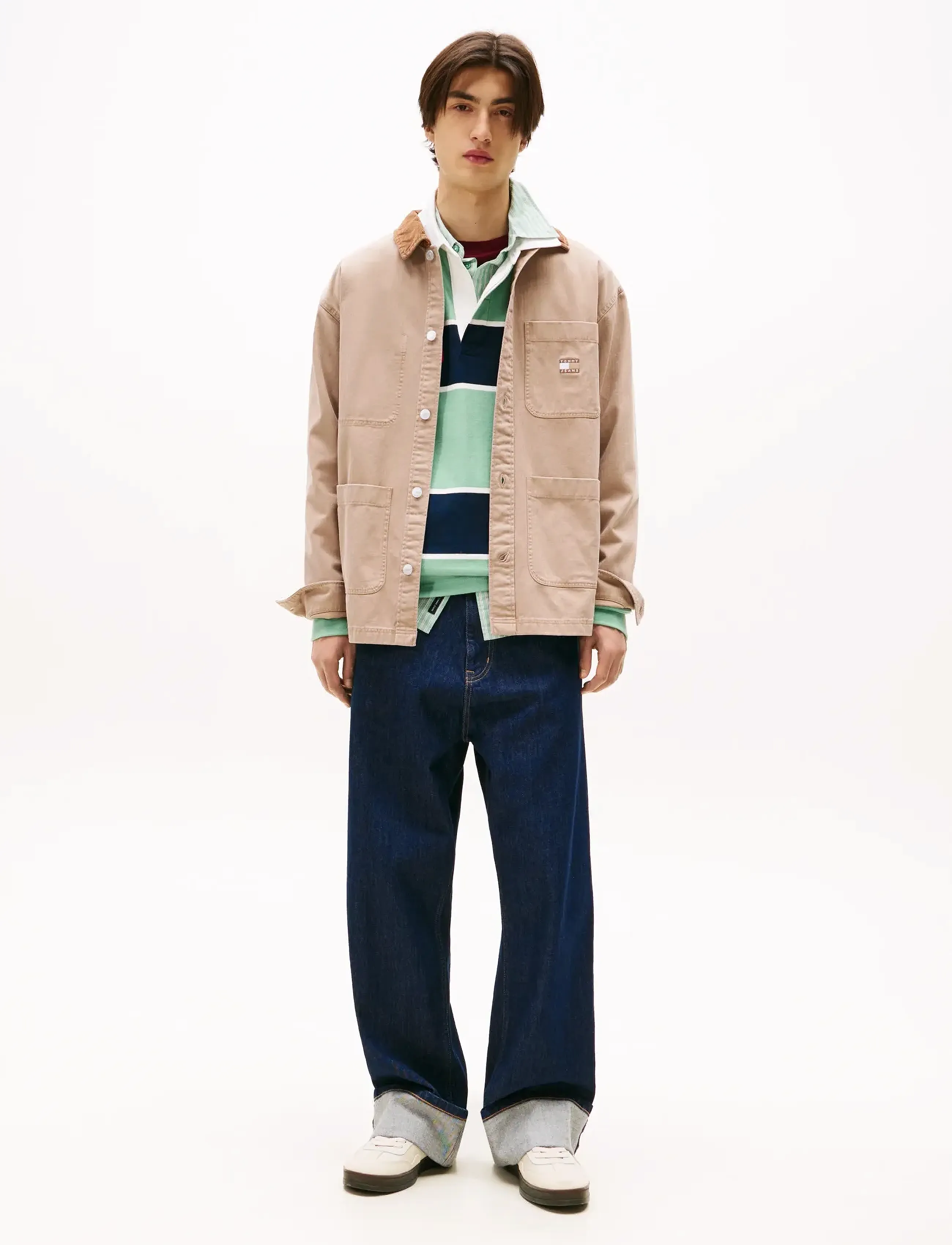 Tommy Jeans - TJM WORKWEAR CORD CLLR OVERSHIRT - coastal taupe - 2