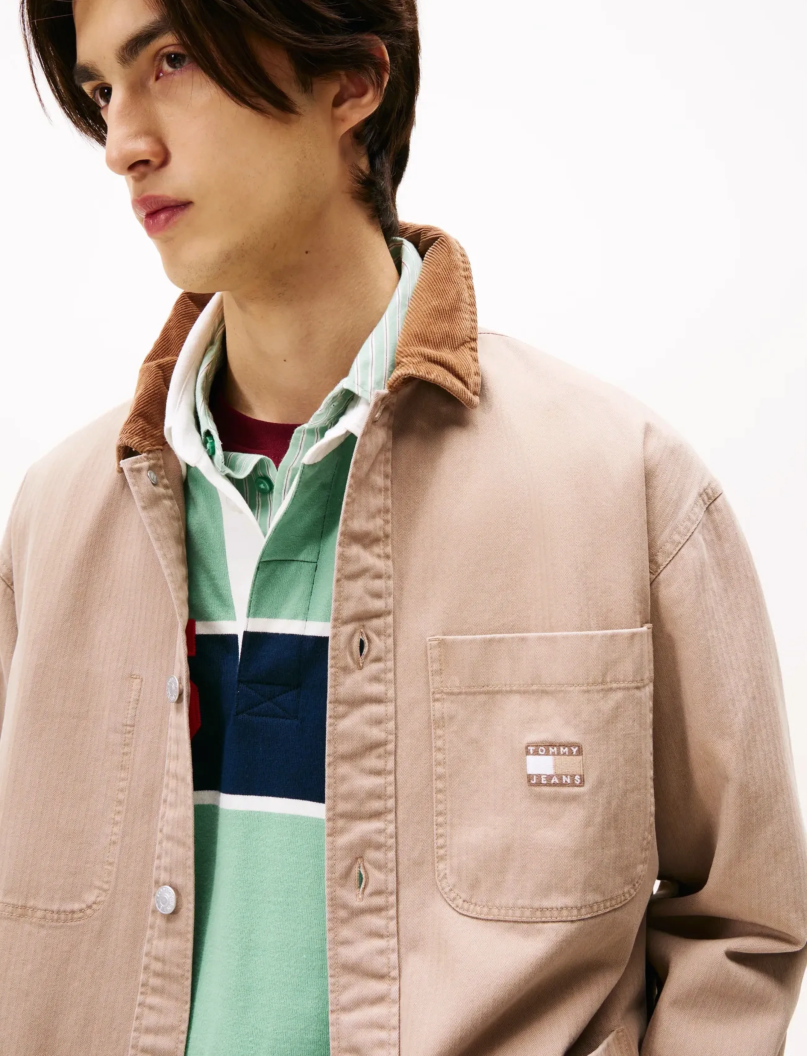 Tommy Jeans - TJM WORKWEAR CORD CLLR OVERSHIRT - coastal taupe - 4