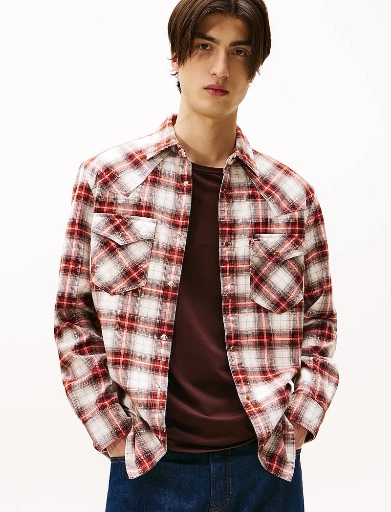 Tommy Jeans - TJM REG WSTRN FLANNEL CHCK SHIRT - flannel-skjorter - voyager orange shadow check - 0