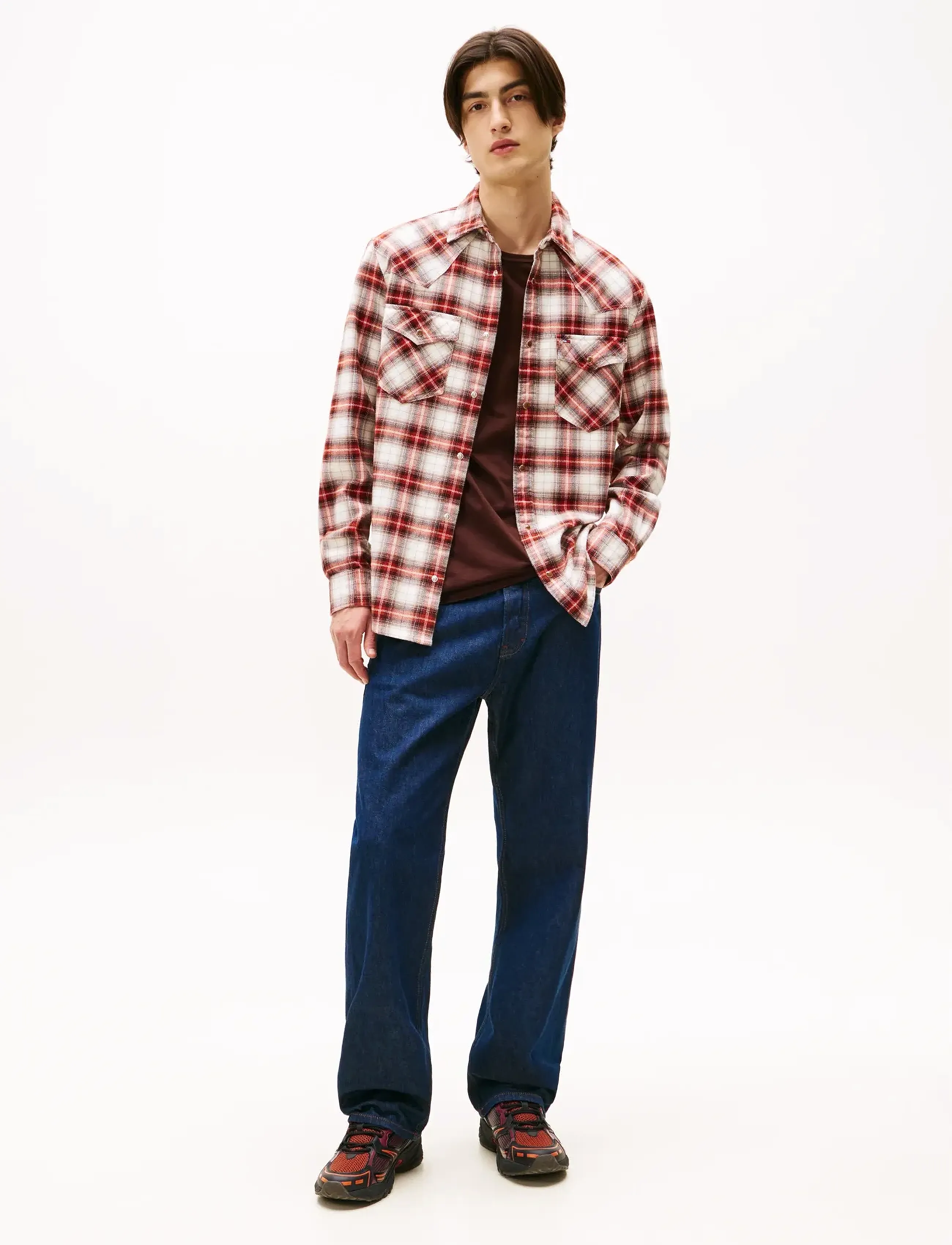 Tommy Jeans - TJM REG WSTRN FLANNEL CHCK SHIRT - flanell-hemden - voyager orange   shadow check - 3