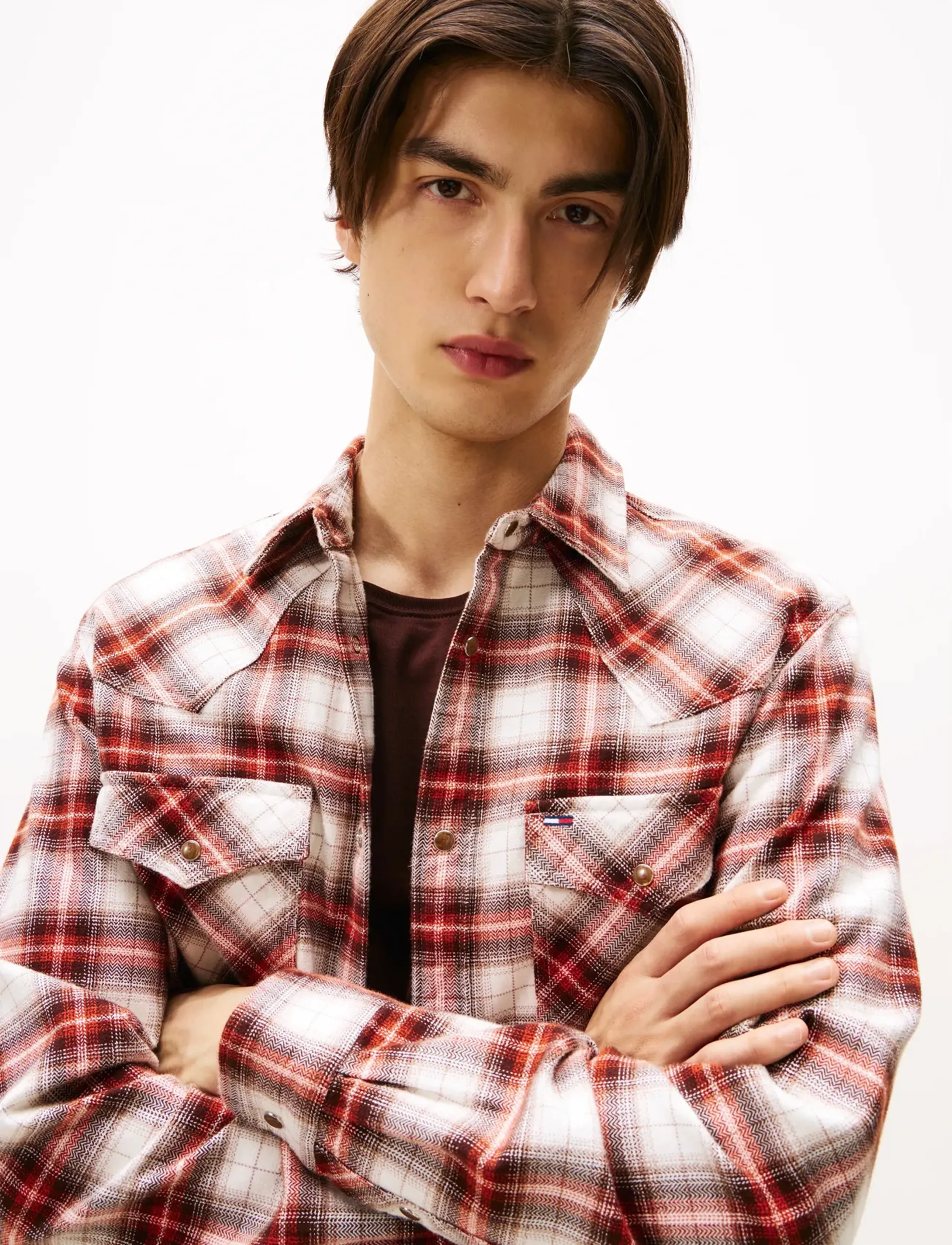 Tommy Jeans - TJM REG WSTRN FLANNEL CHCK SHIRT - flanell-hemden - voyager orange   shadow check - 5