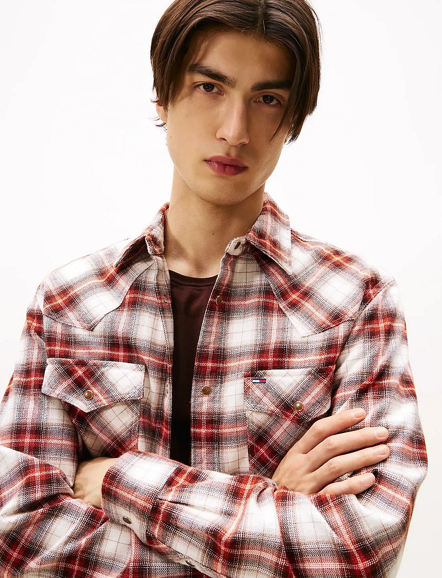 Tommy Jeans - TJM REG WSTRN FLANNEL CHCK SHIRT - flanell-hemden - voyager orange shadow check - 5