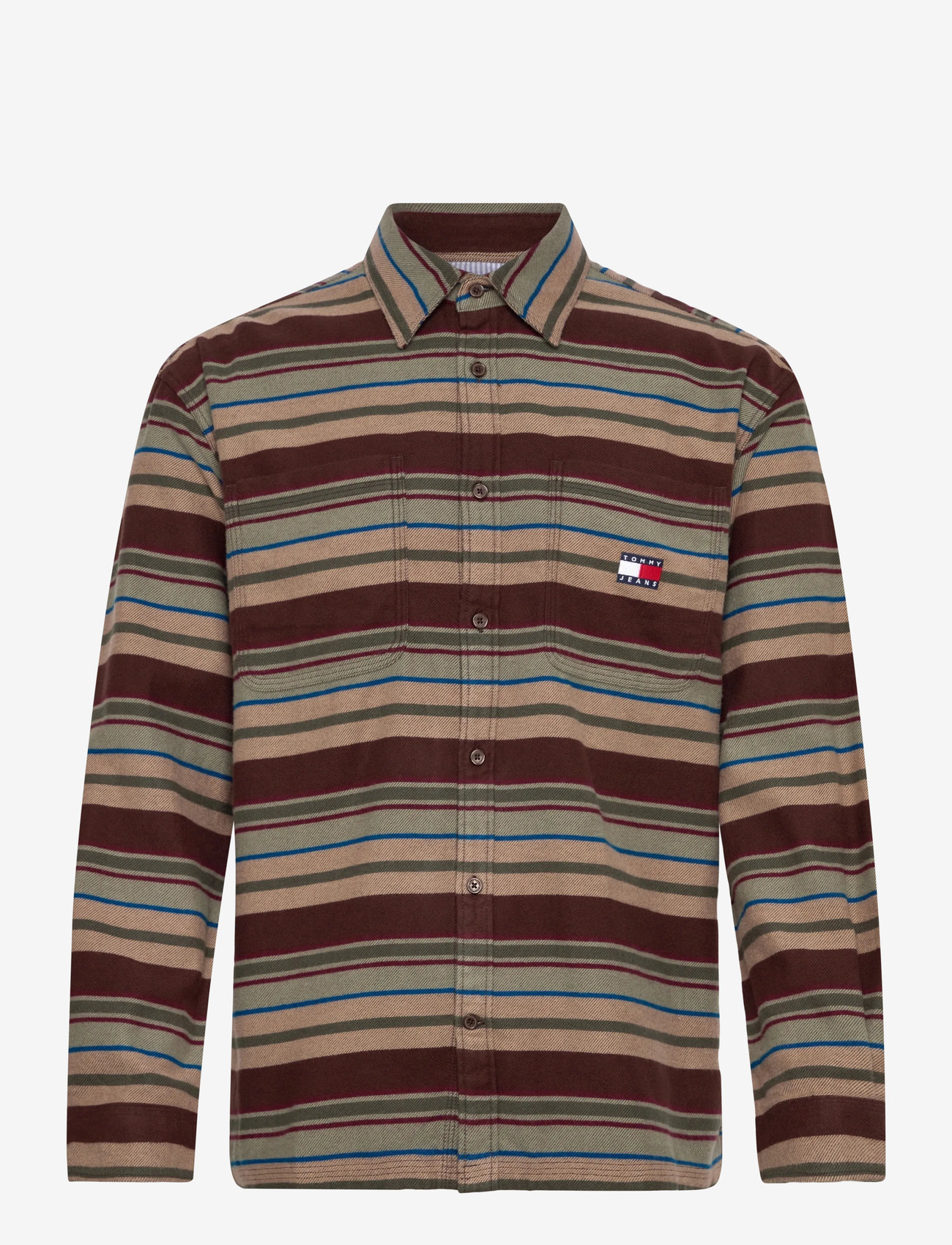 Tommy Jeans - TJM UTILITY FLANNEL OVERSHIRT - flannel shirts - rich brown / horizontal stripes - 1