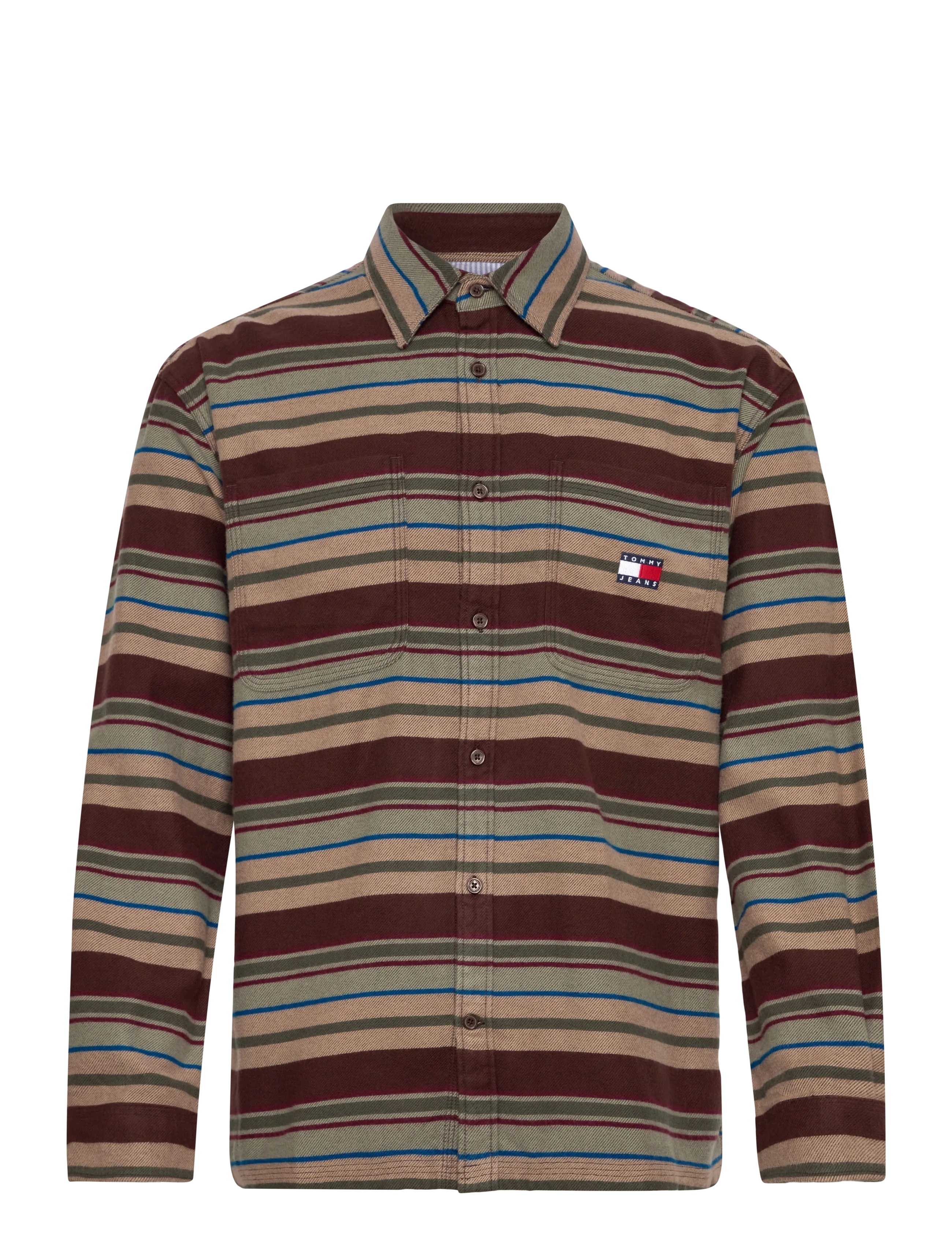 Tommy Jeans TJM UTILITY FLANNEL OVERSHIRT - Skjorter - RICH BROWN / HORIZONTAL STRIPES / multi