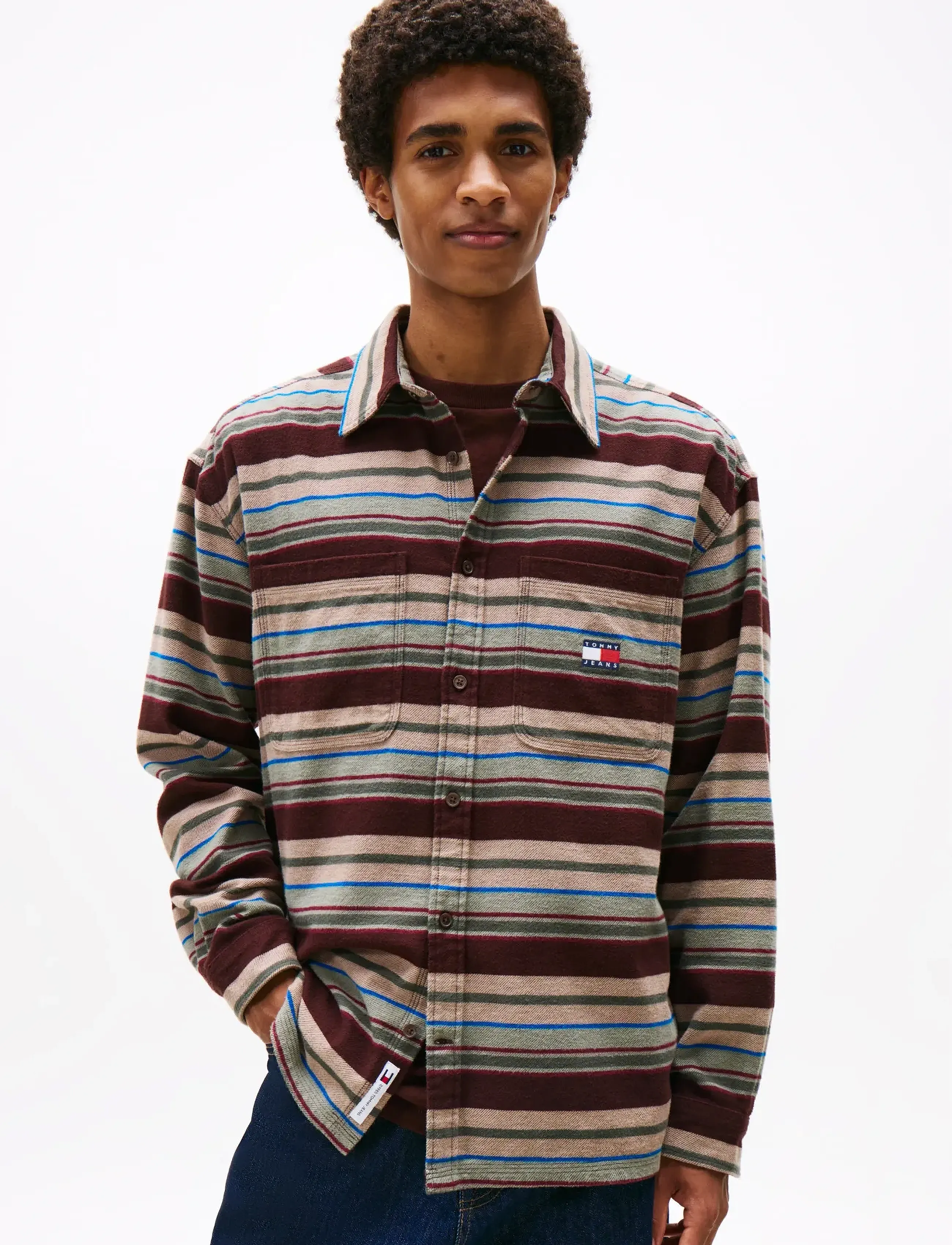 Tommy Jeans Tjm Utility Flannel Overshirt, Mænd, Stribet Flanell Overshirt, Multi/mønstret, Str: XXL