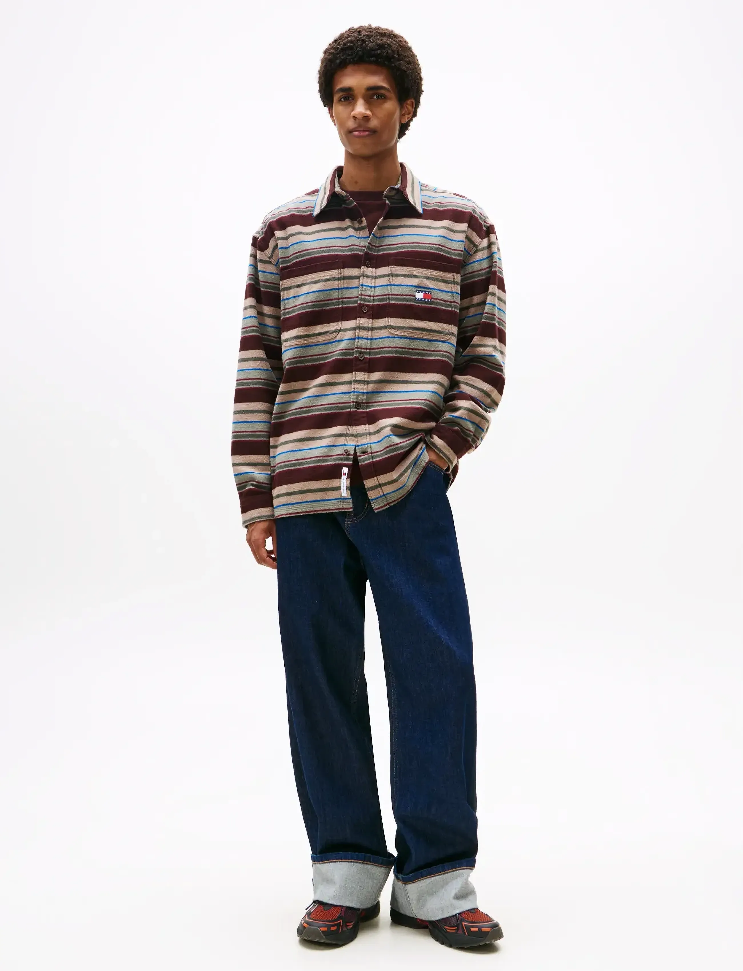 Tommy Jeans - TJM UTILITY FLANNEL OVERSHIRT - flannel shirts - rich brown / horizontal stripes - 3