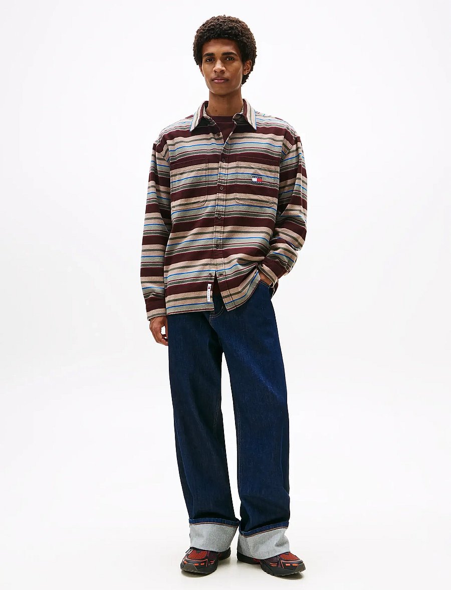 Tommy Jeans - TJM UTILITY FLANNEL OVERSHIRT - flanellsärgid - rich brown / horizontal stripes - 3