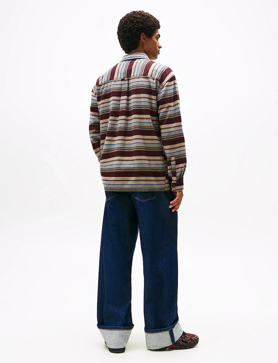 Tommy Jeans - TJM UTILITY FLANNEL OVERSHIRT - flanellsärgid - rich brown / horizontal stripes - 4